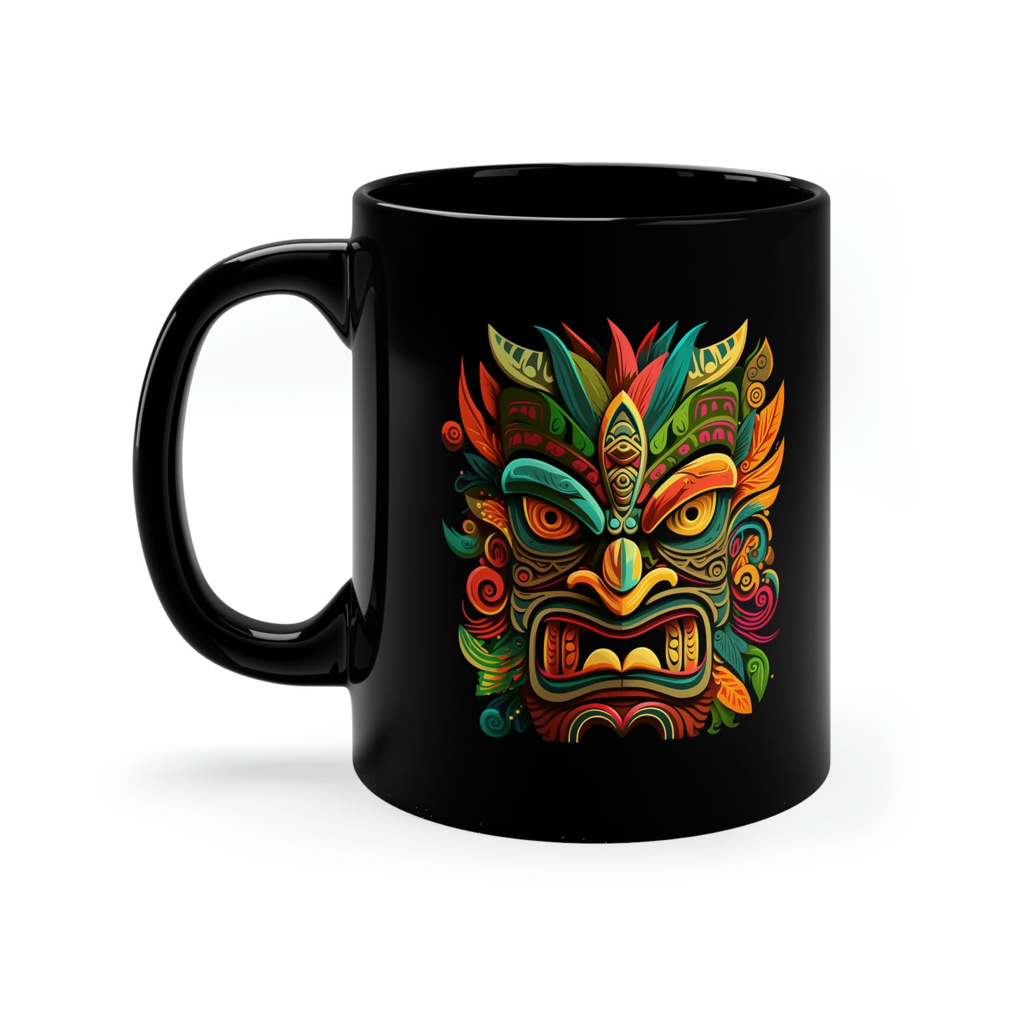 Horn Tiki 11oz Black Mug