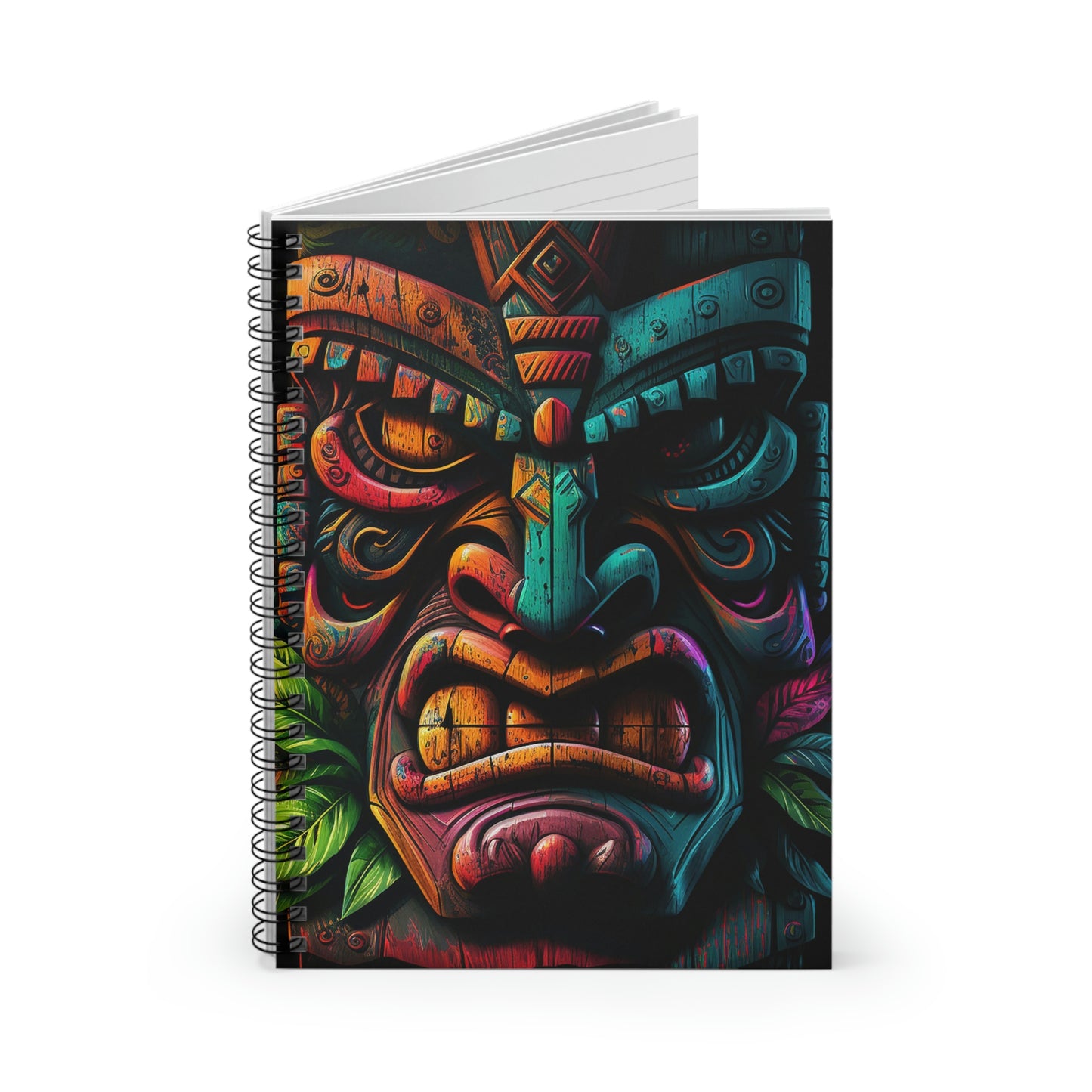 Two Face Tiki Spiral Notebook - Ruled Line