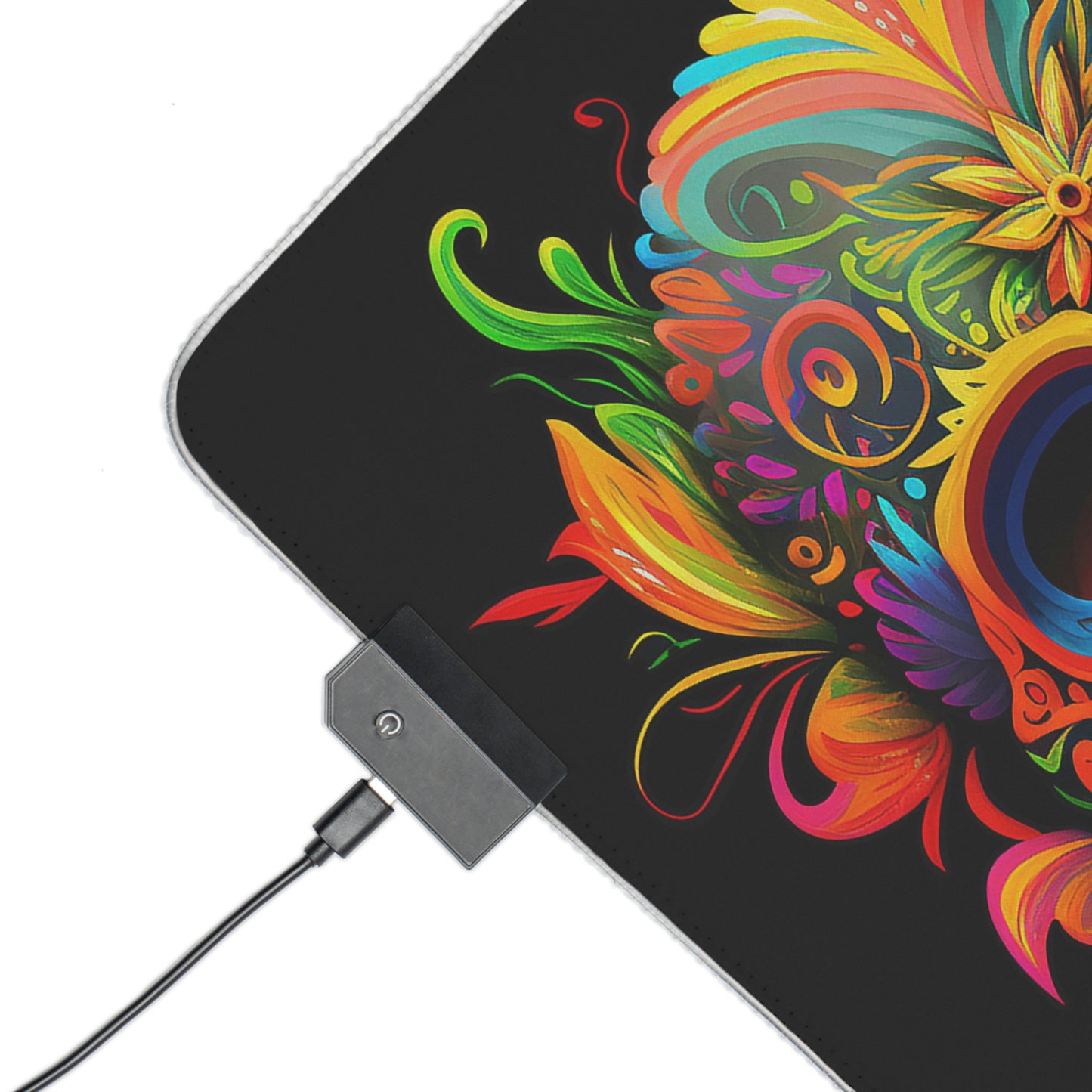 Neon Sugar Skull LED Gaming Mouse Pad