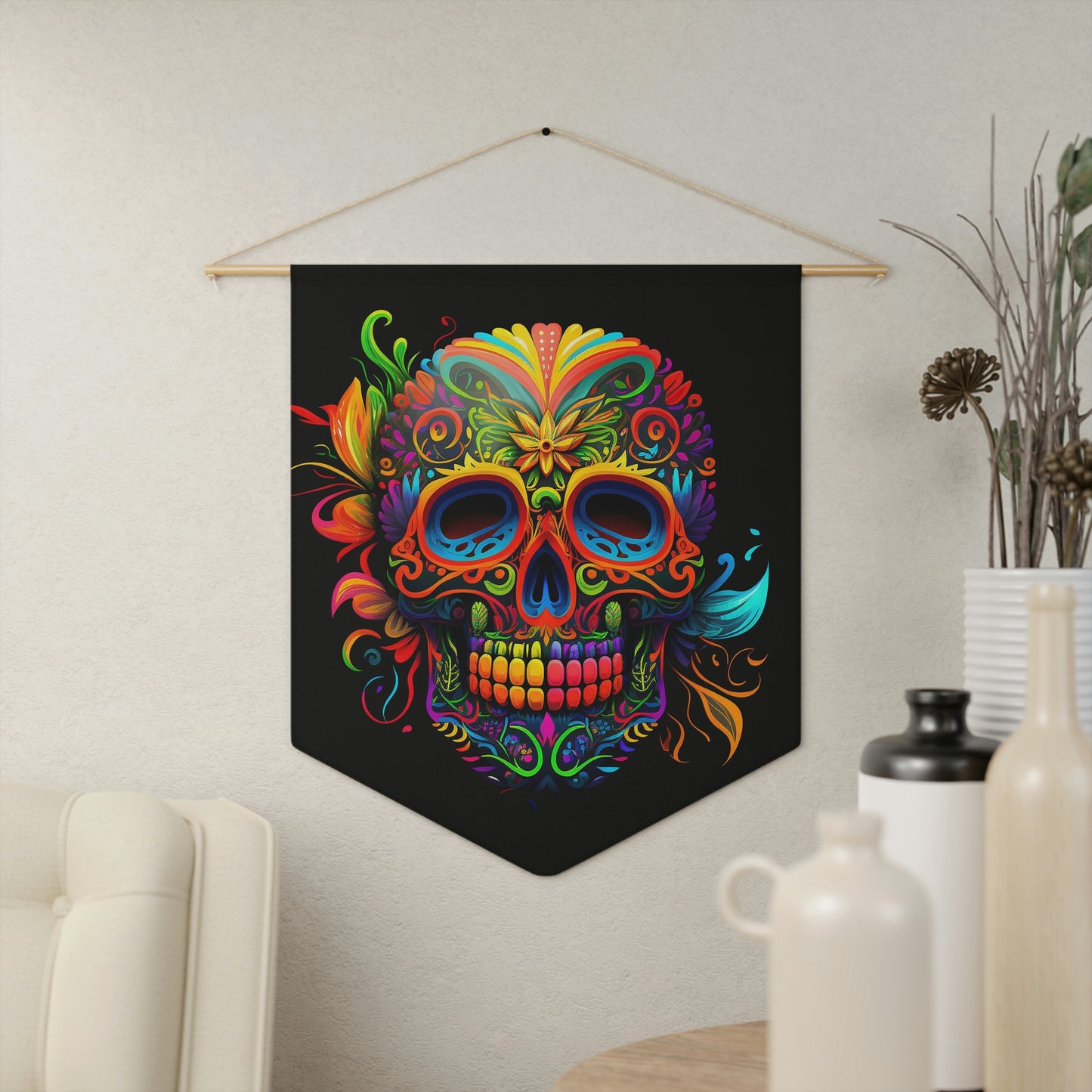 Neon Sugar Skull Pennant
