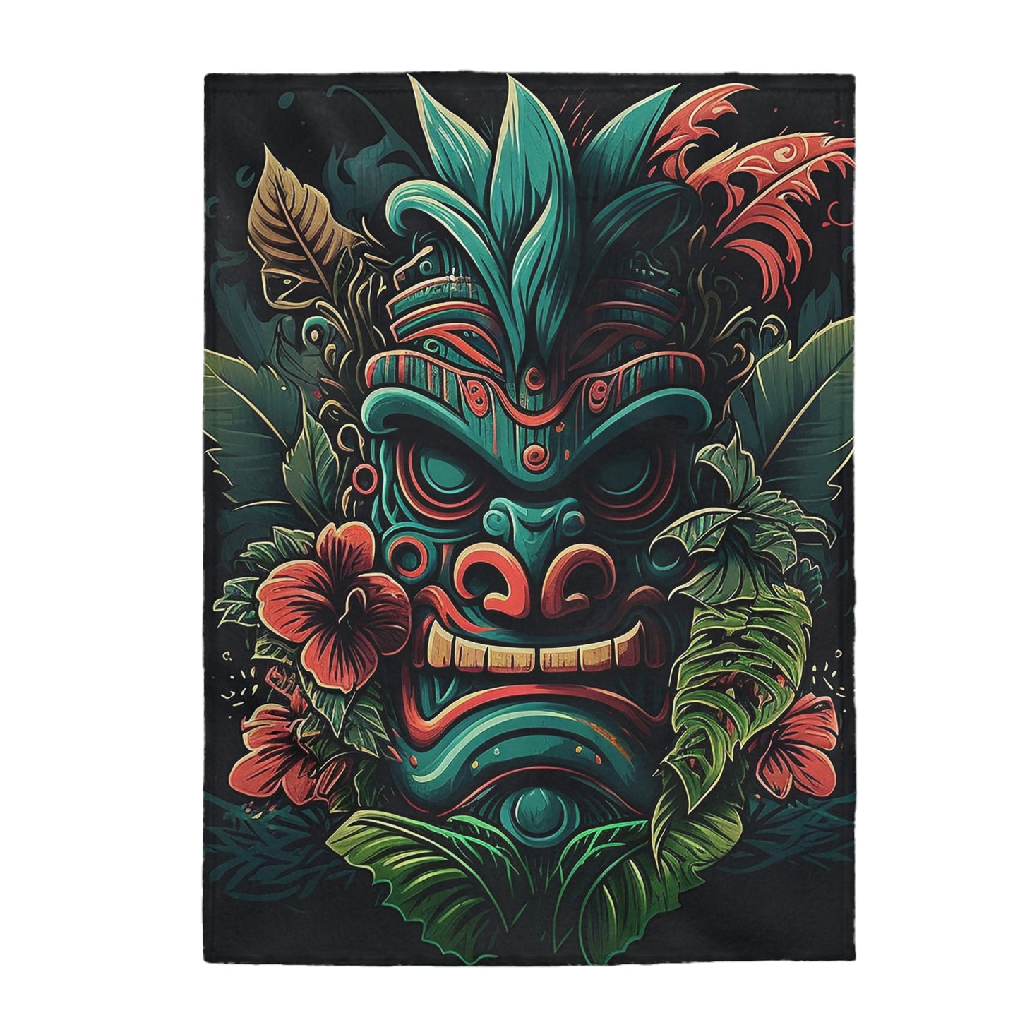 Green Tiki Velveteen Plush Blanket