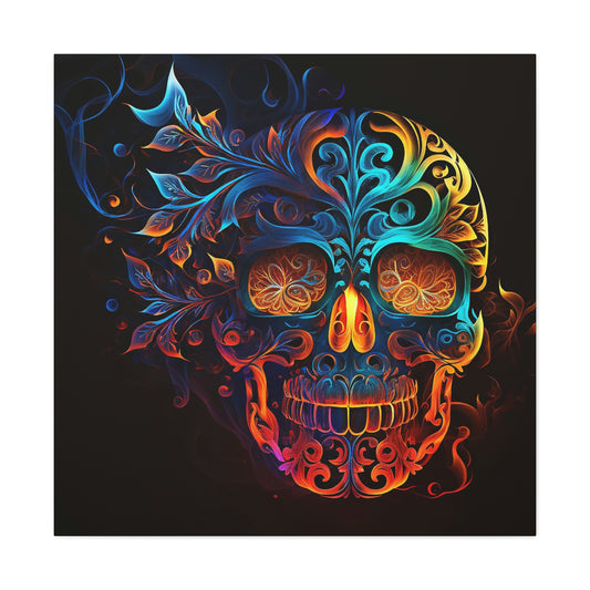 Elemental Flame Sugar Skull Canvas Gallery Wraps