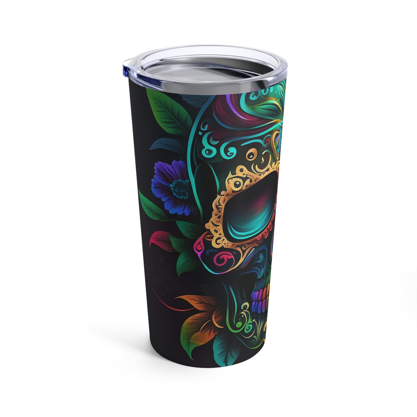 Flowered Sugar Skull Tumbler 20oz