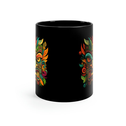 Horn Tiki 11oz Black Mug