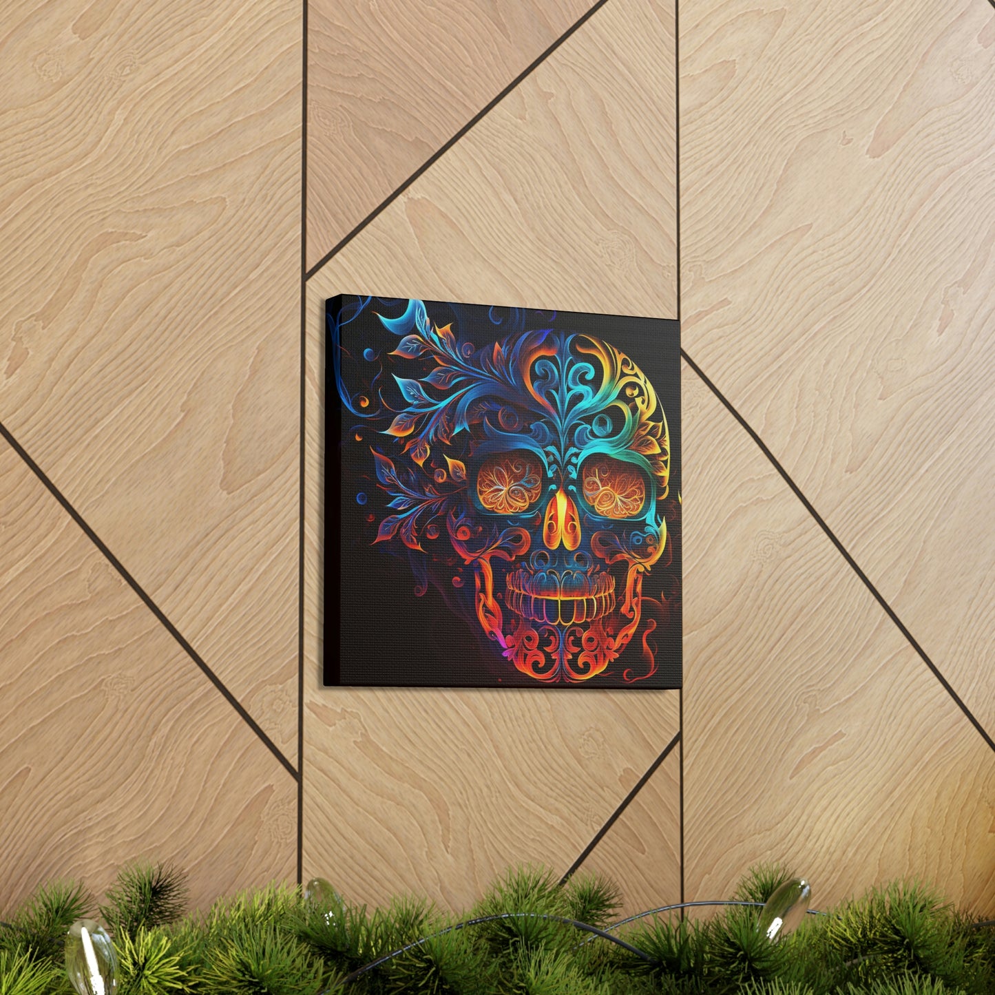 Elemental Flame Sugar Skull Canvas Gallery Wraps