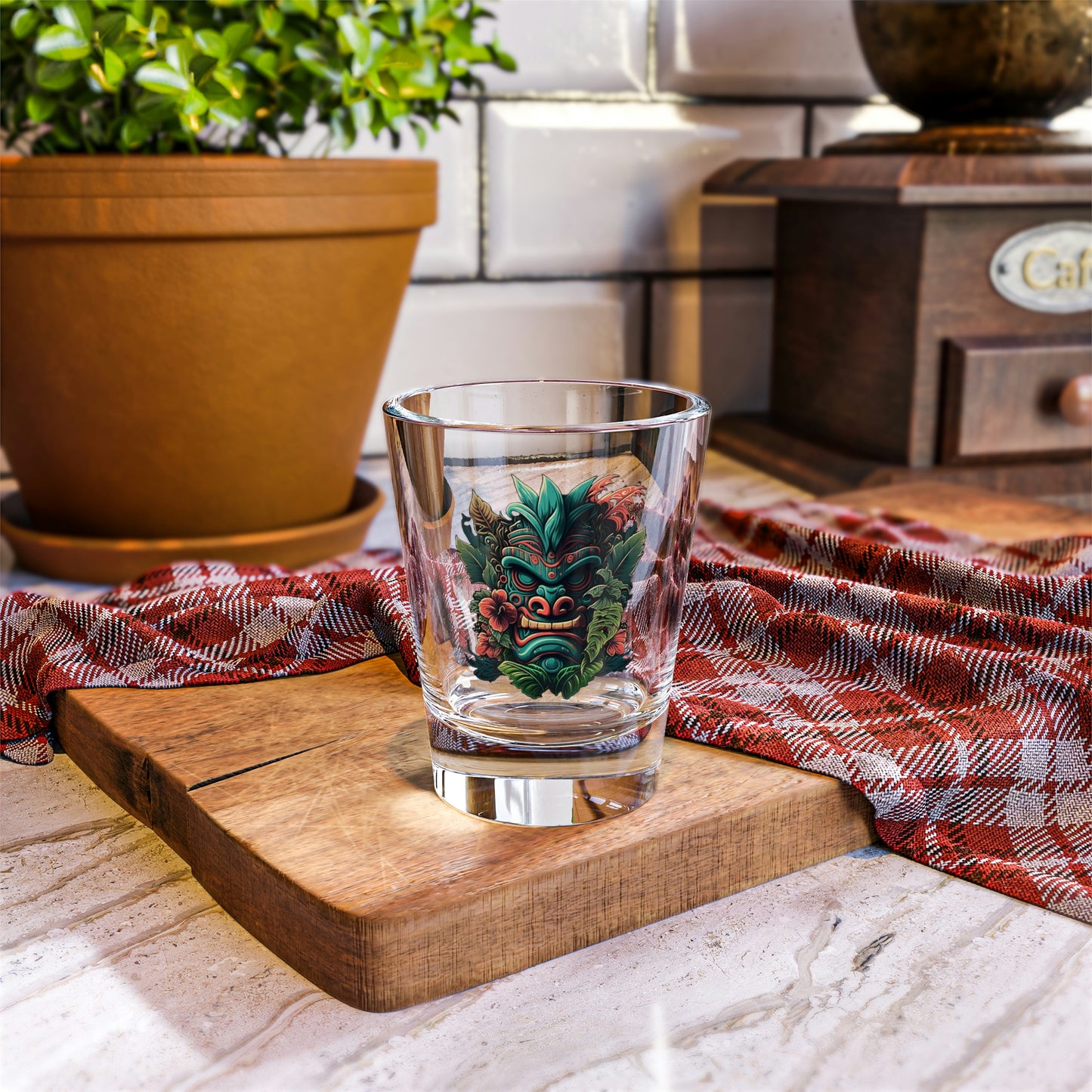 Green Tiki Shot Glass, 1.5oz