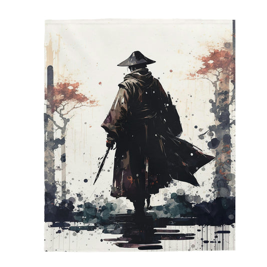 Forest Rain Watercolor Velveteen Plush Blanket