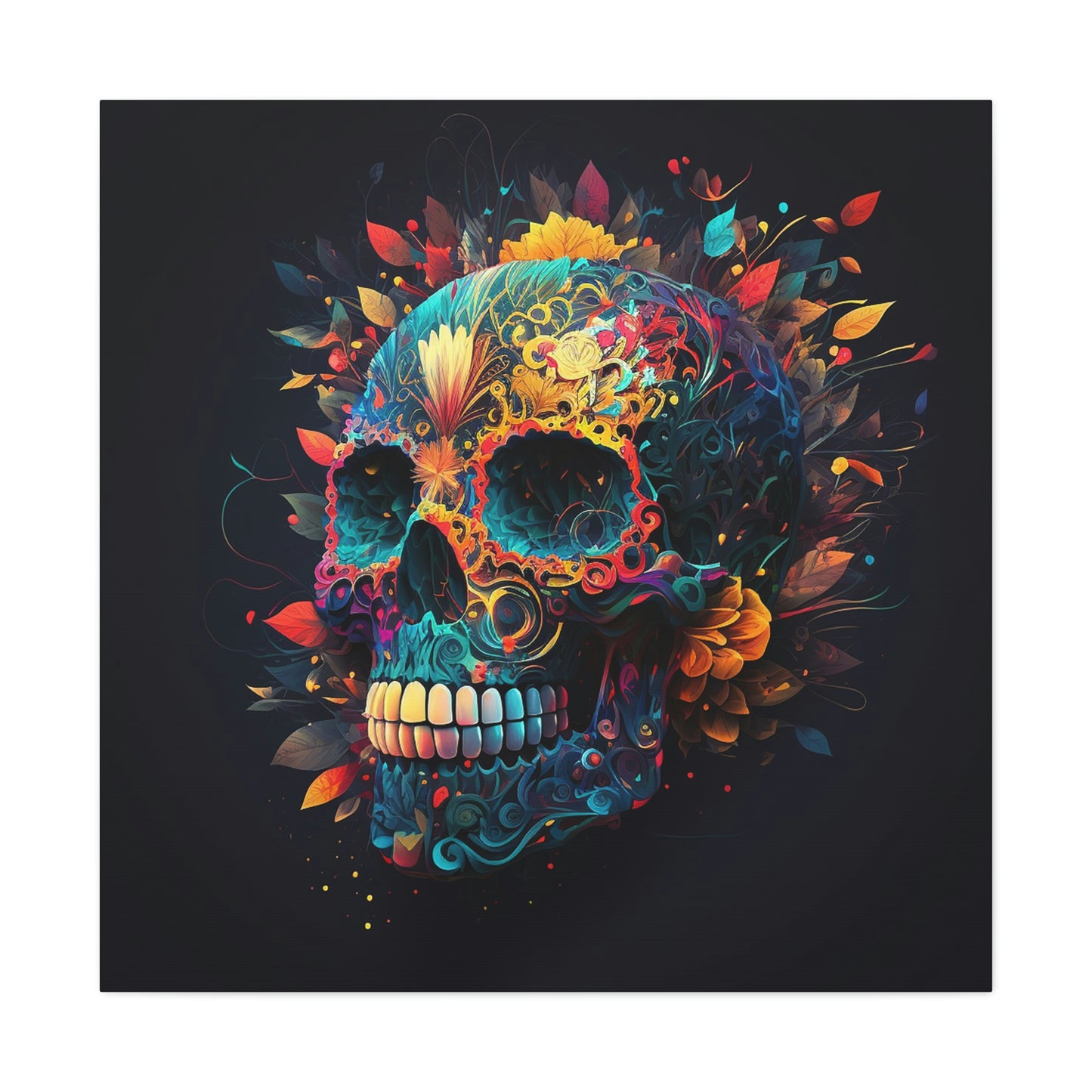 Blue Sugar Skull Canvas Gallery Wraps