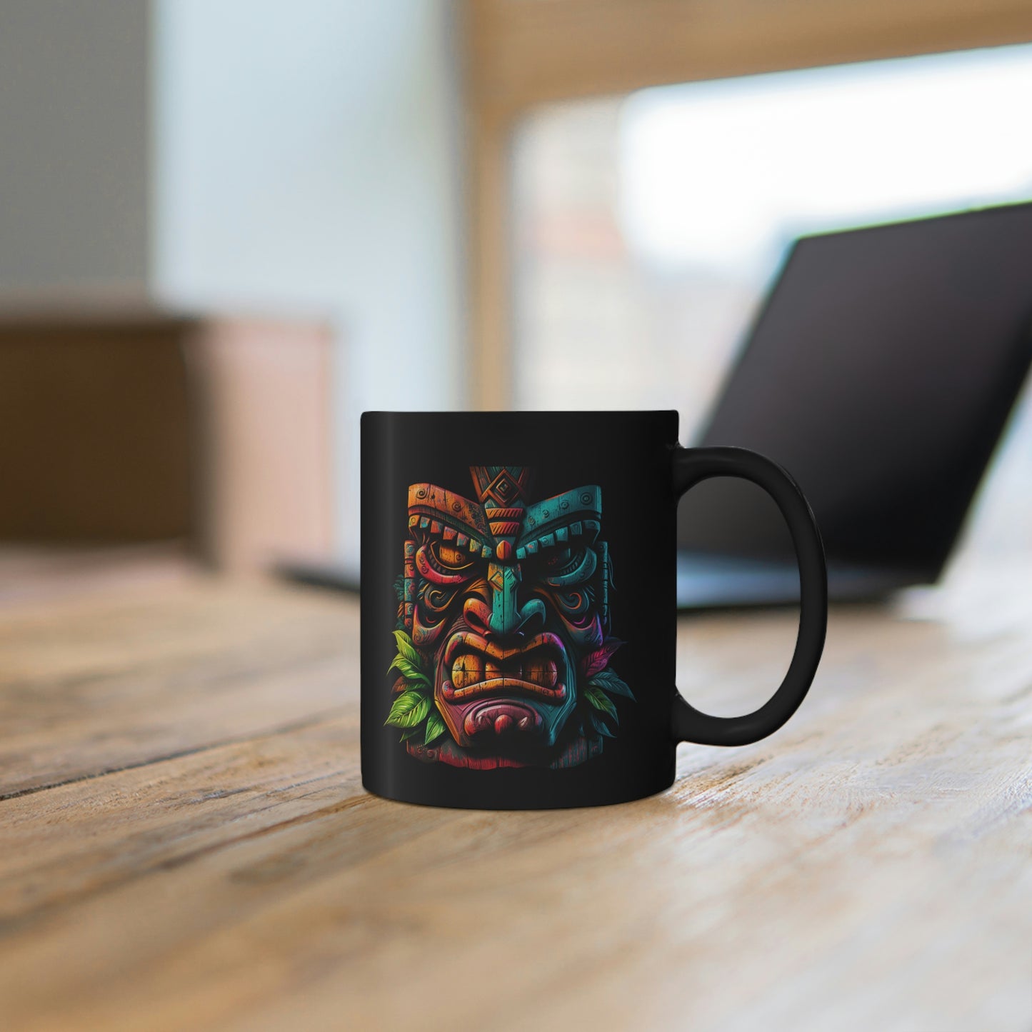 Two Face Tiki 11oz Black Mug