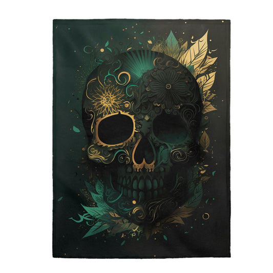 Green and Gold Velveteen Plush Blanket