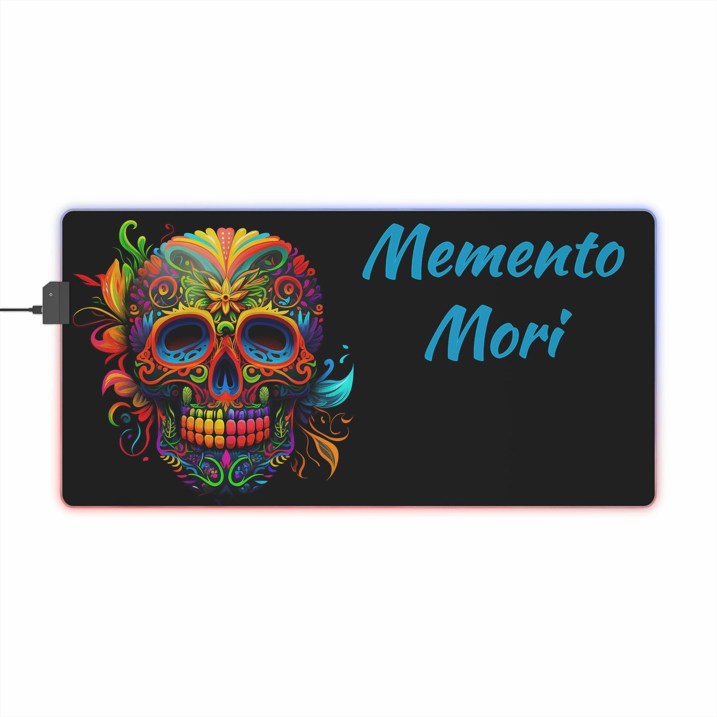 Neon Sugar Skull LED Gaming Mouse Pad