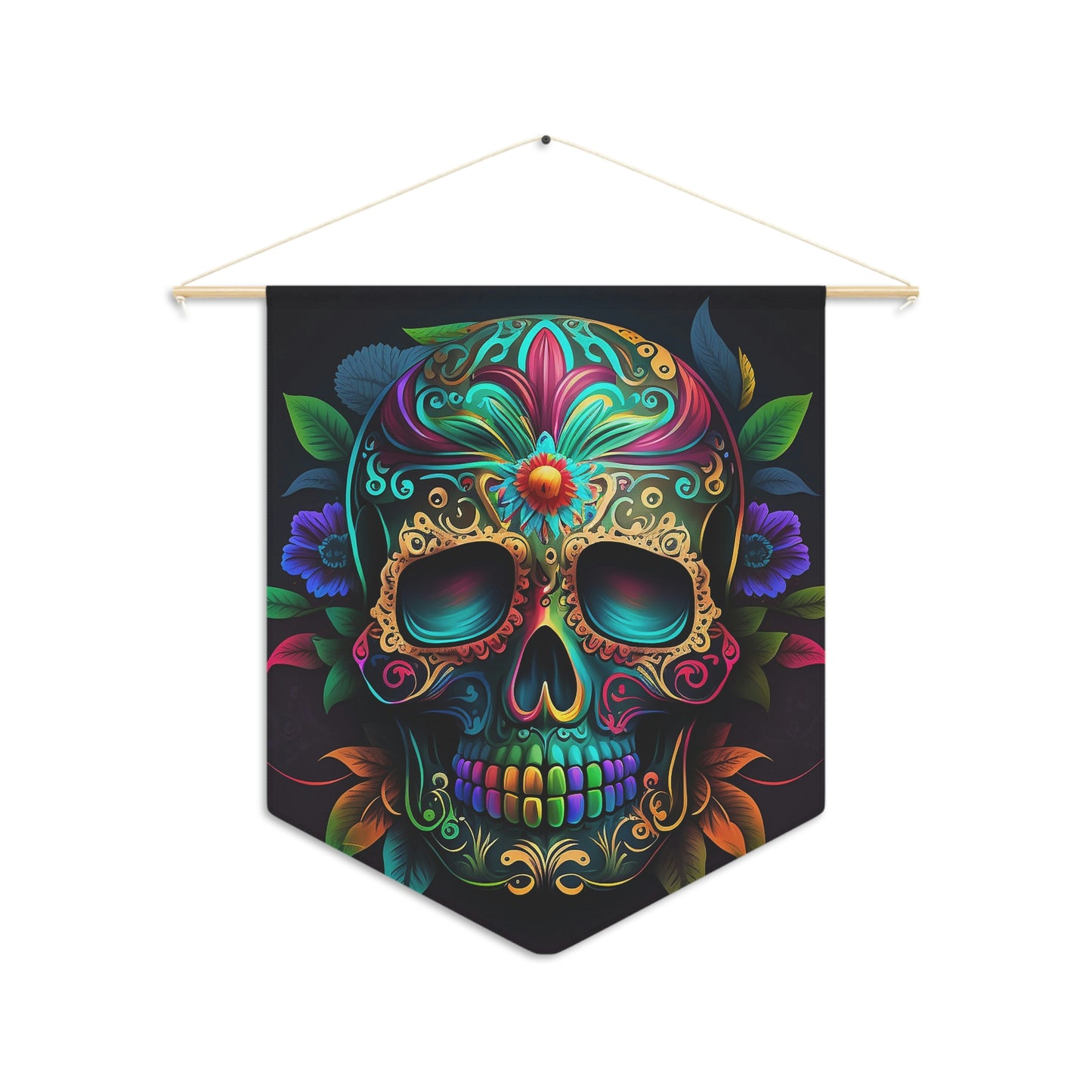 Flowered Sugar Skull Pennant