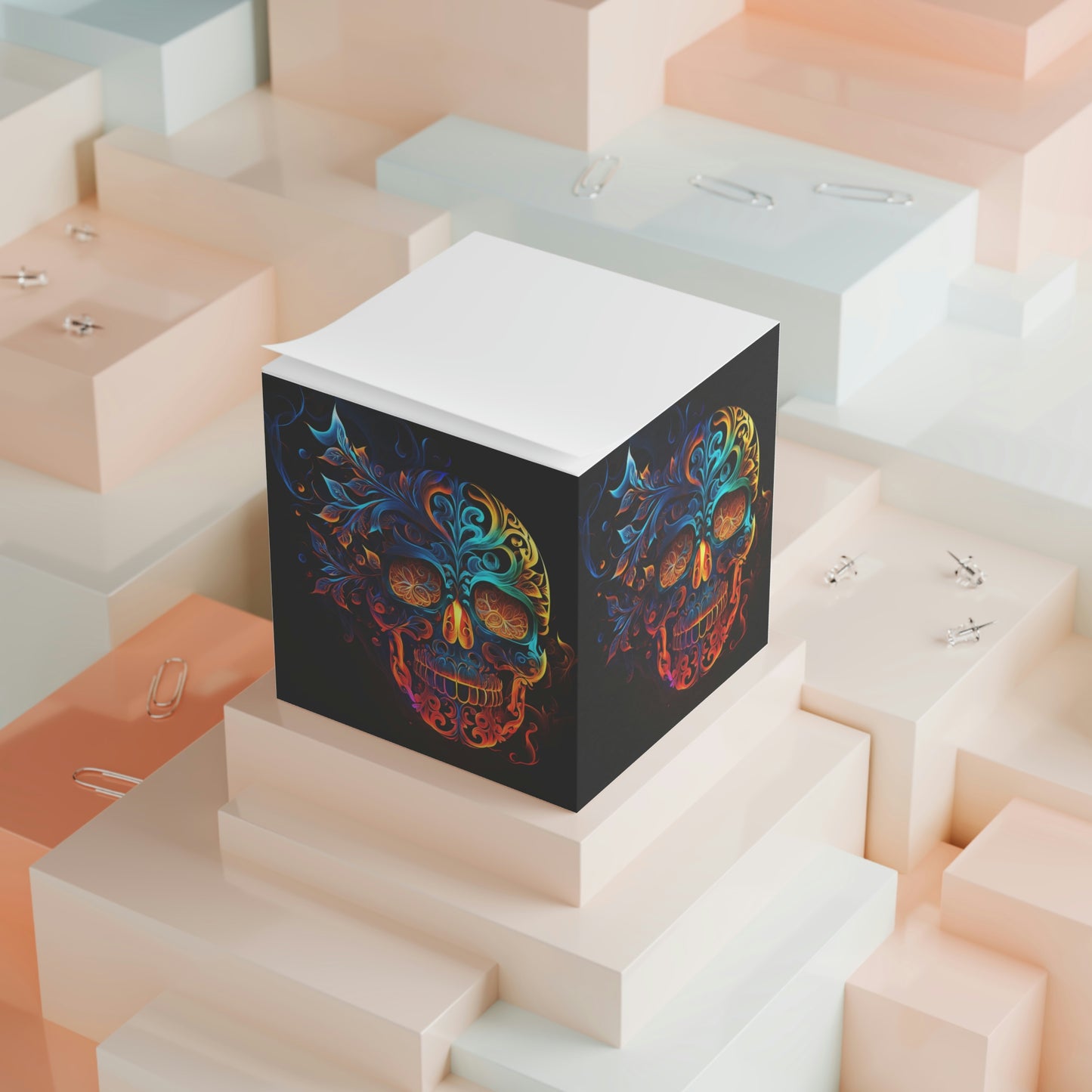 Elemental Flame Sugar Skull Note Cube