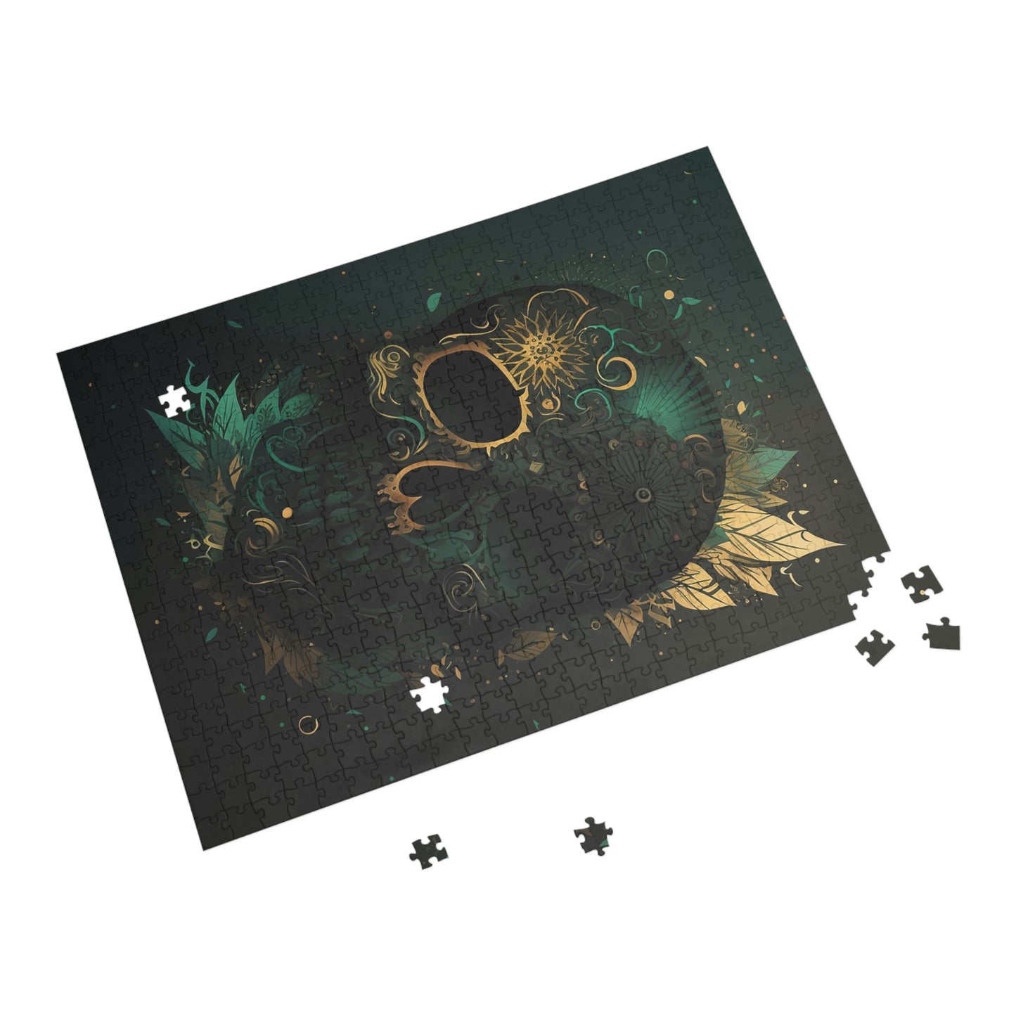 Green and Gold Skull Puzzle (96, 252, 500, 1000-Piece)