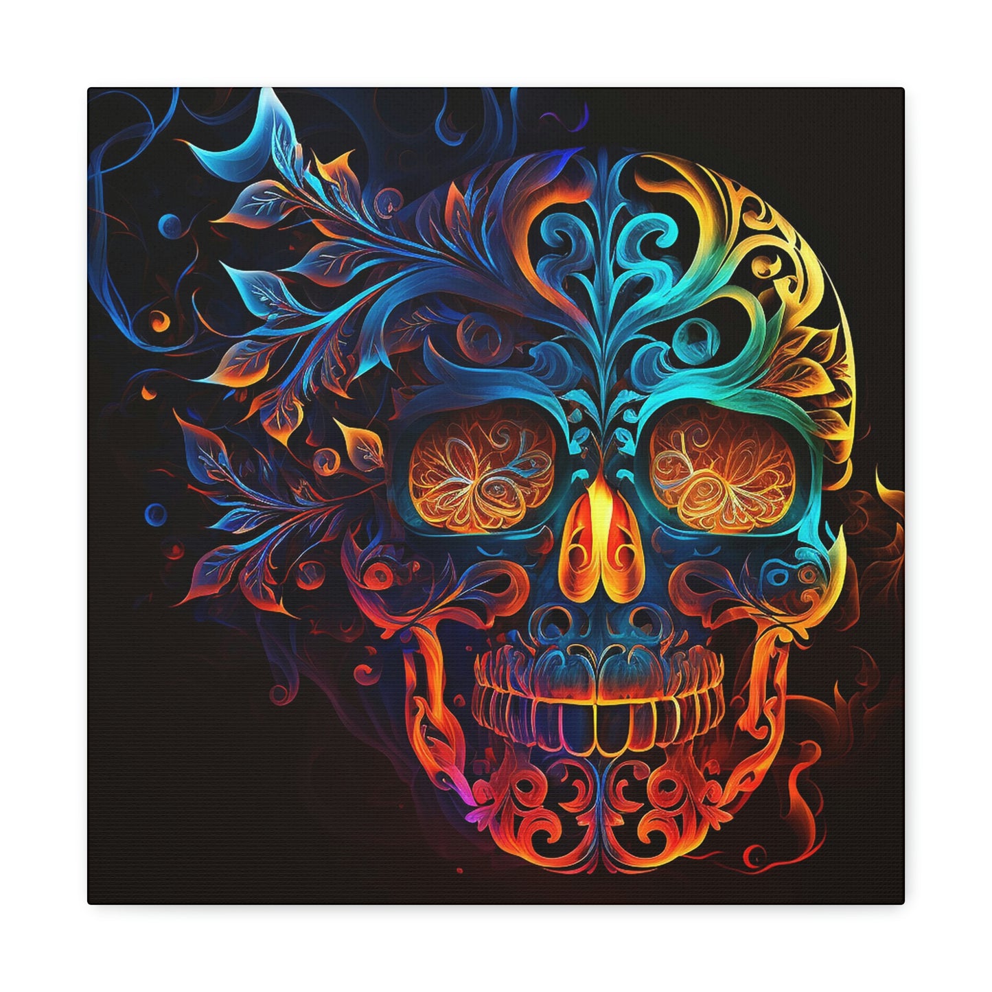 Elemental Flame Sugar Skull Canvas Gallery Wraps
