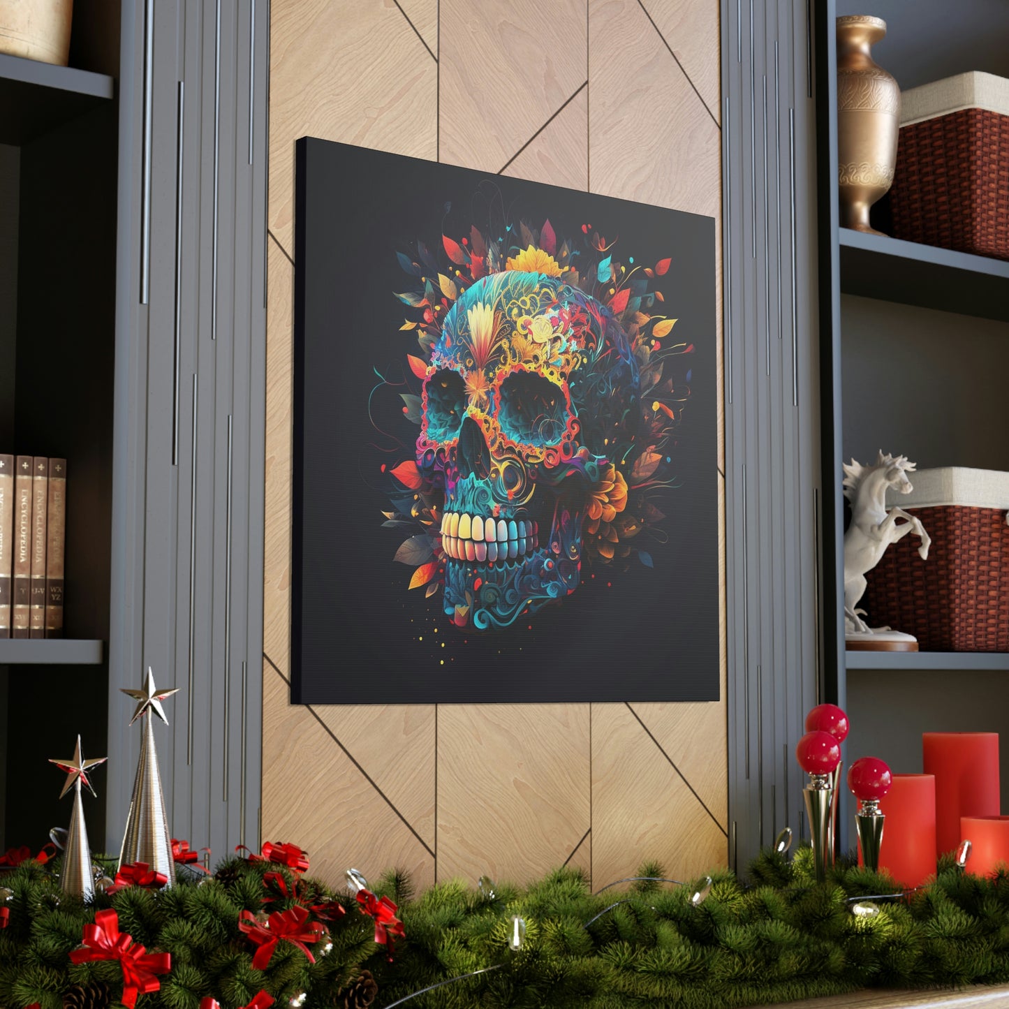 Blue Sugar Skull Canvas Gallery Wraps