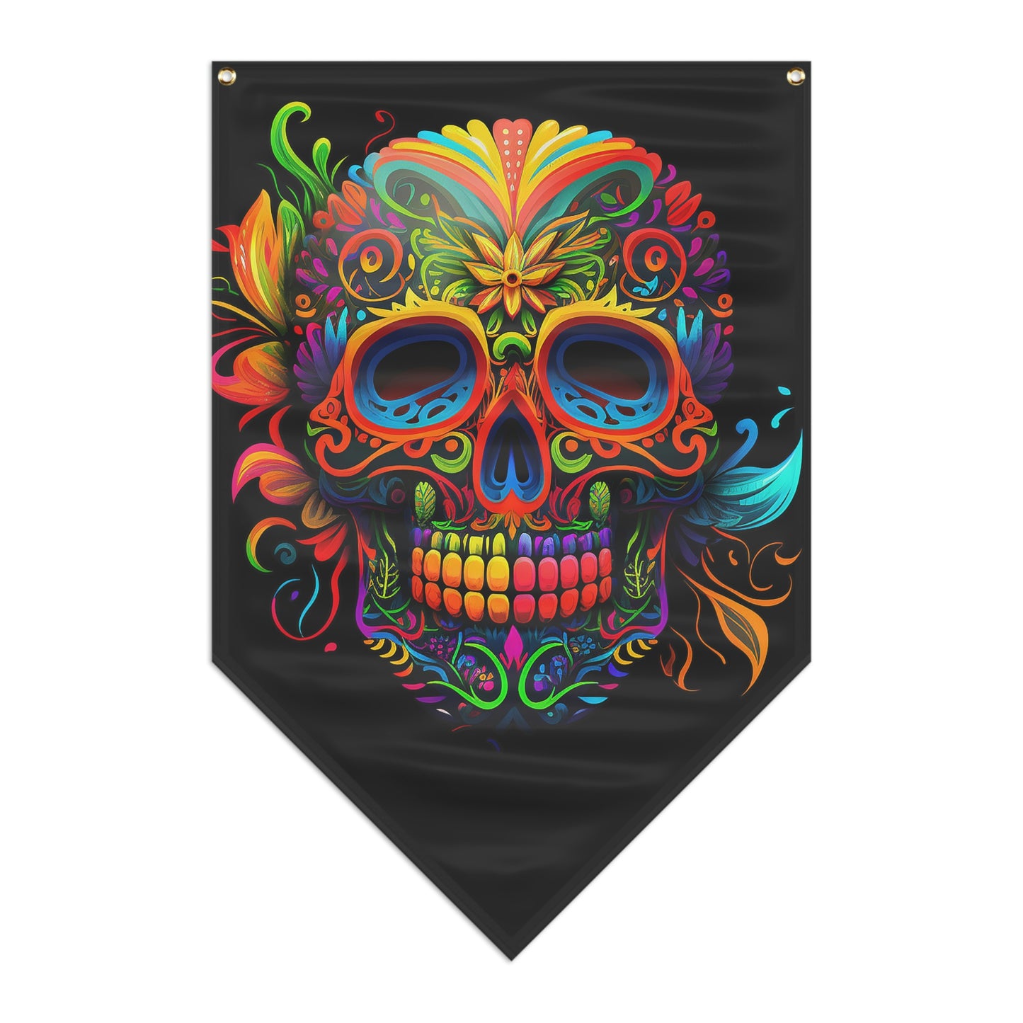 Neon Sugar Skull Pennant Banner