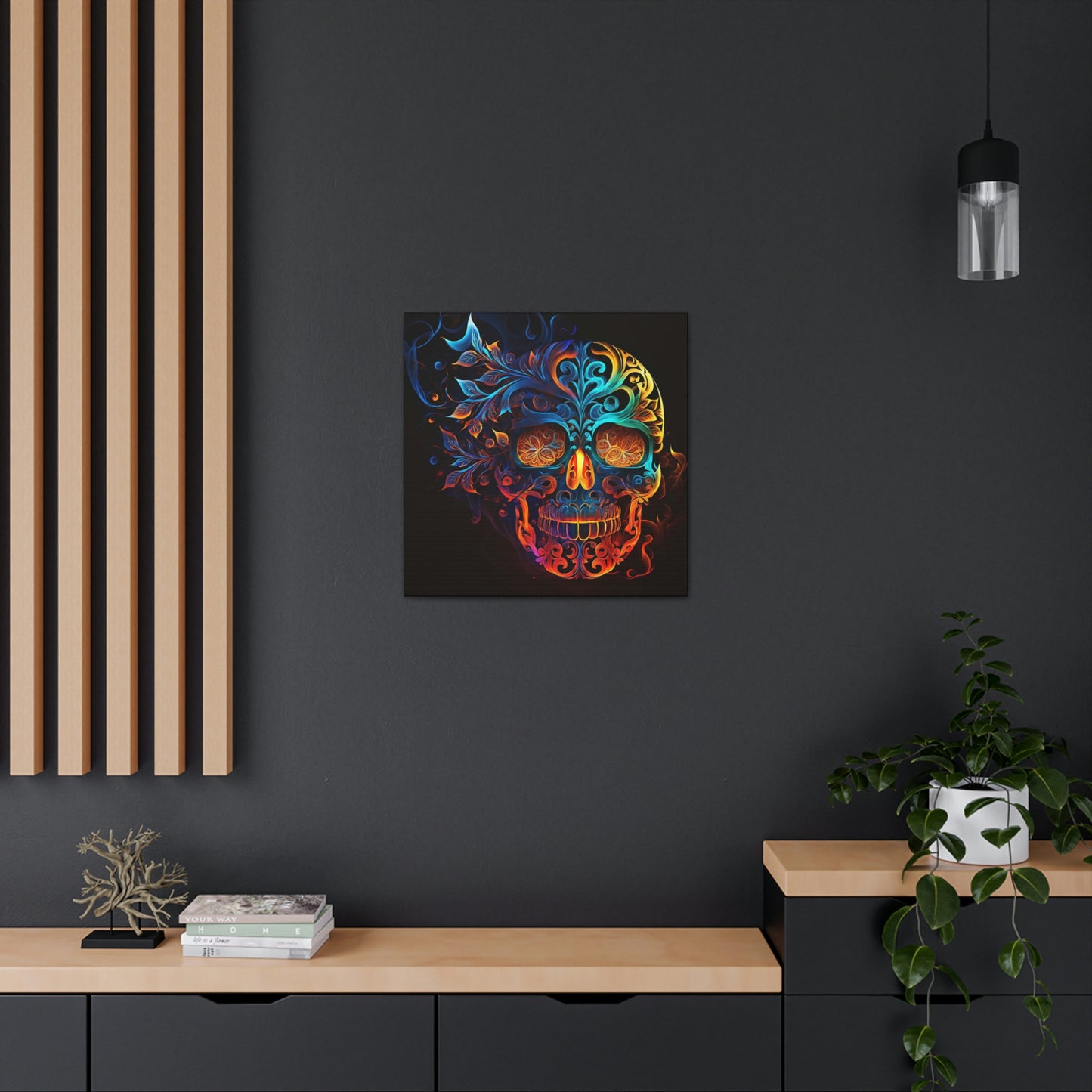 Elemental Flame Sugar Skull Canvas Gallery Wraps