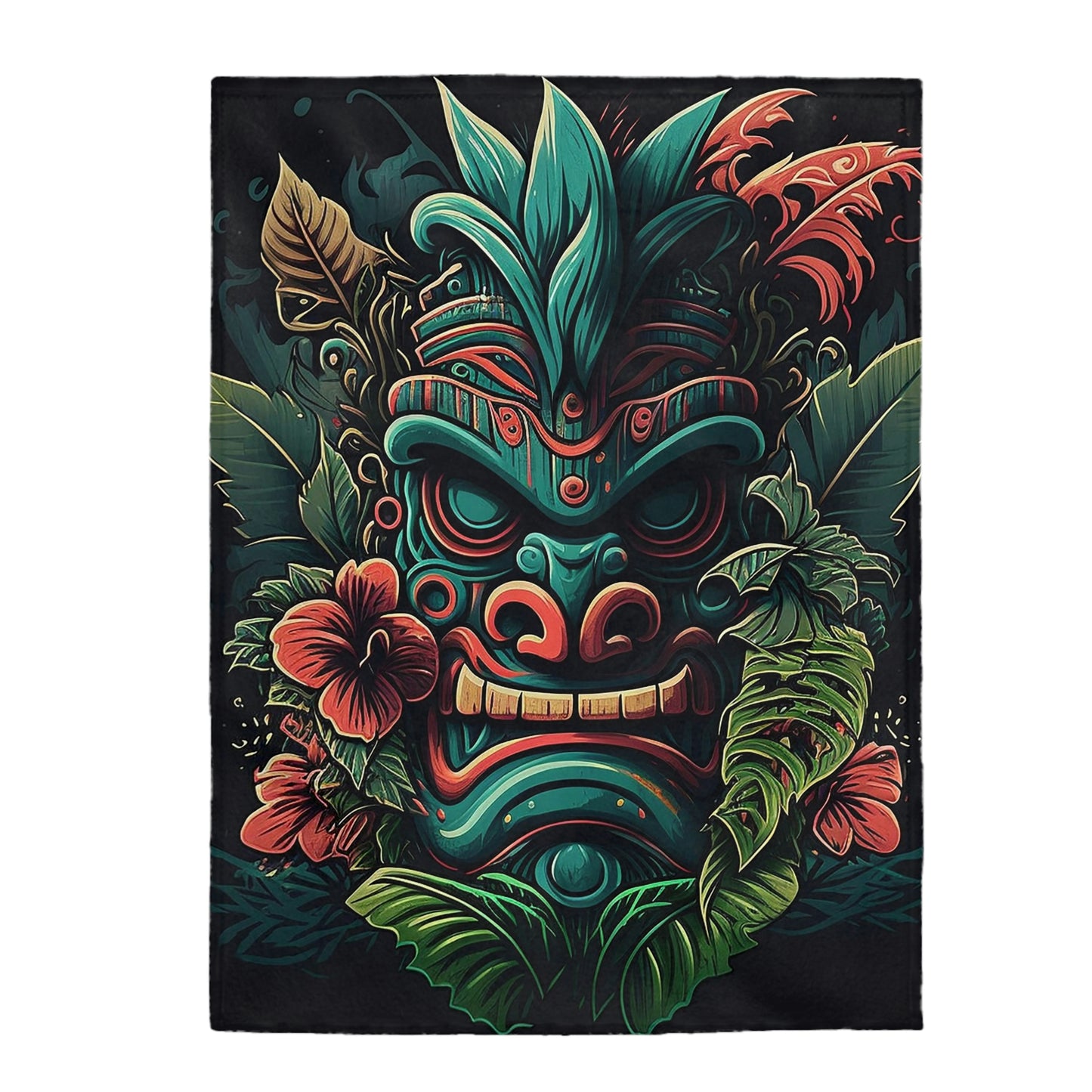 Green Tiki Velveteen Plush Blanket