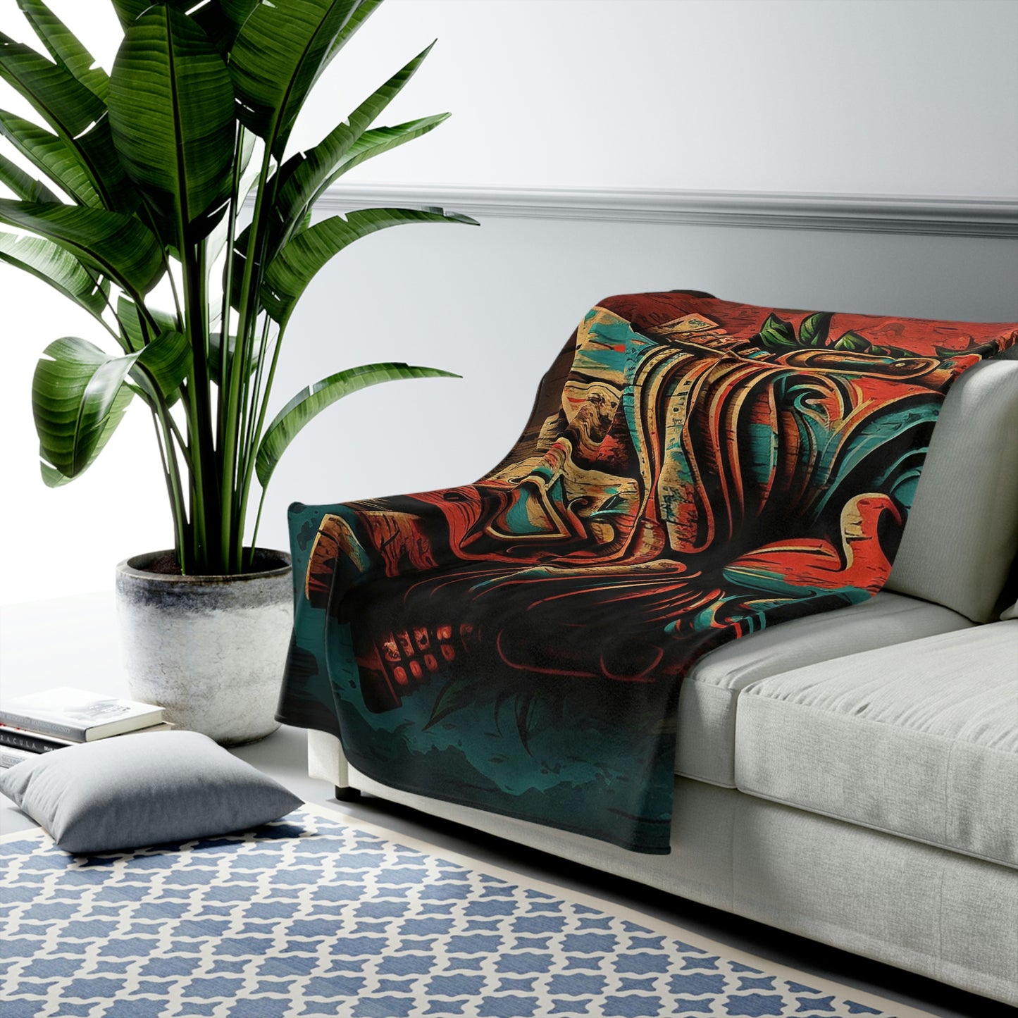 Angry Tiki Velveteen Plush Blanket