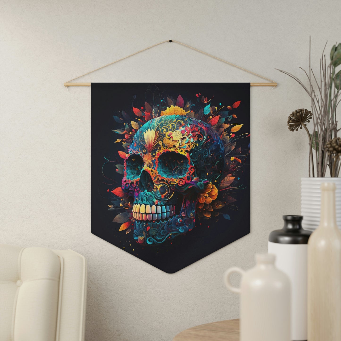 Blue Sugar Skull Pennant