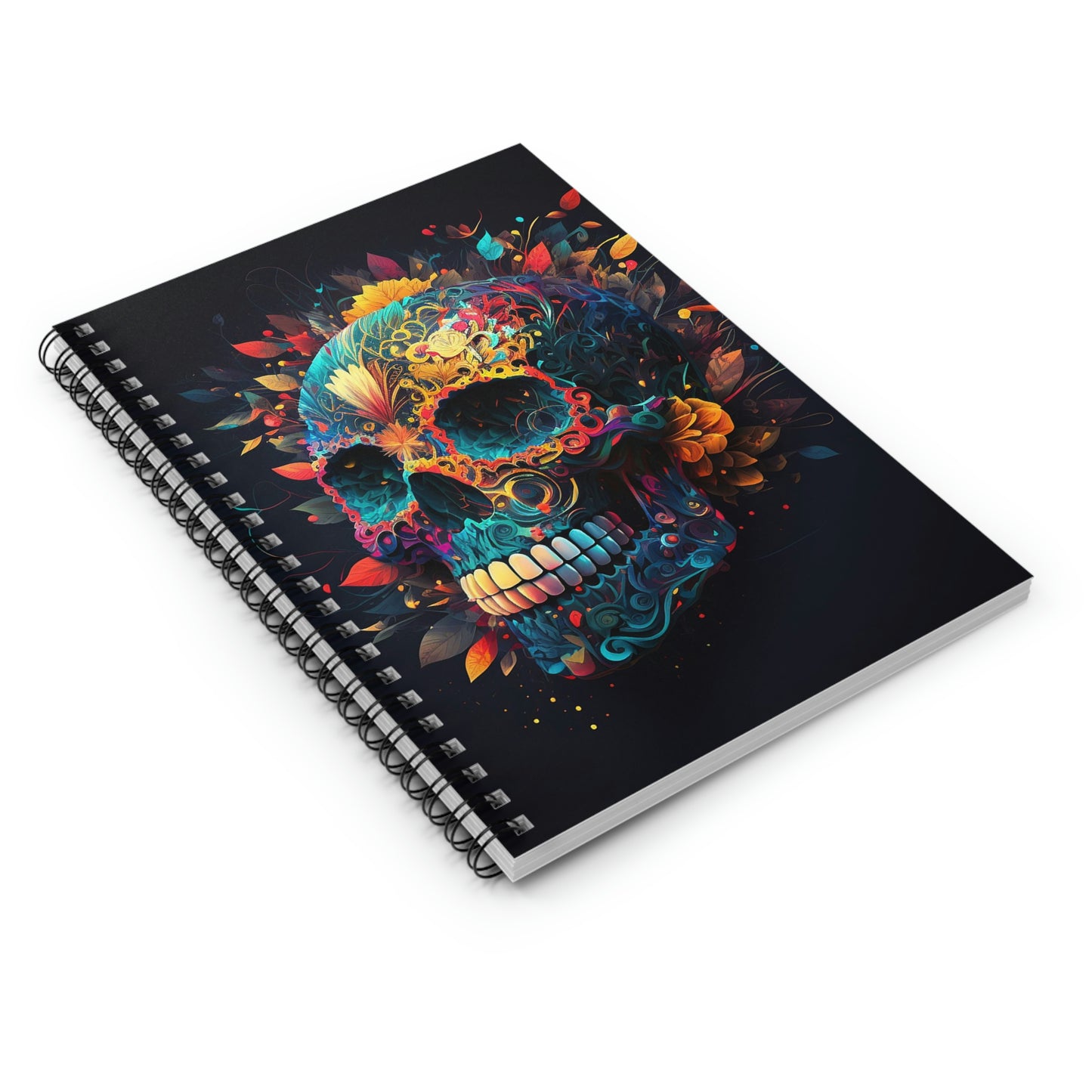 Blue Sugar Skull Spiral Notebook - Ruled Line