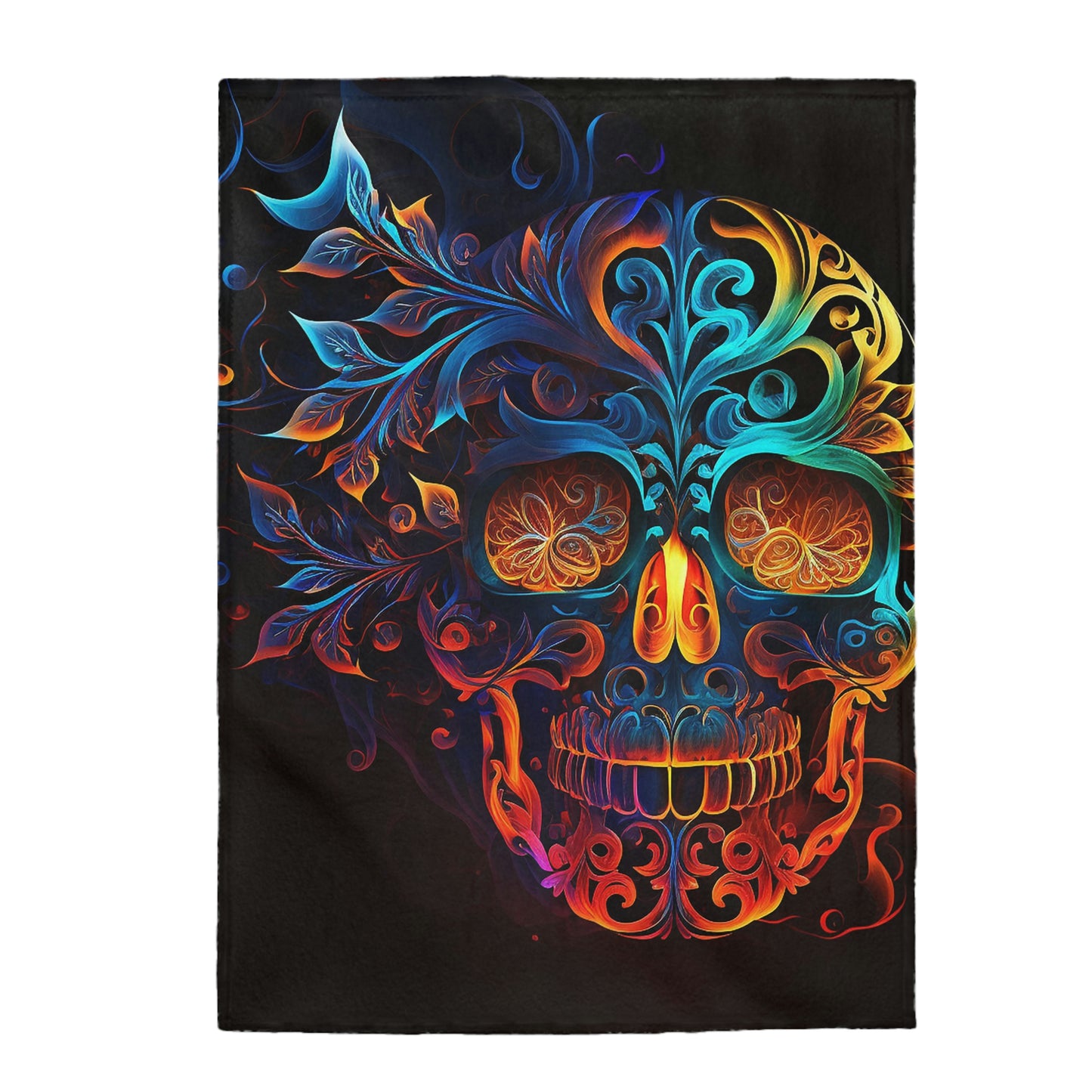Elemental Flame Sugar Skull Velveteen Plush Blanket