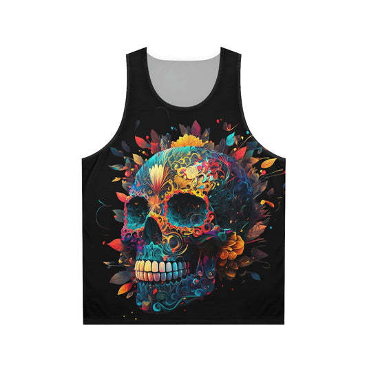 Blue Sugar Skull Unisex Tank Top (AOP)