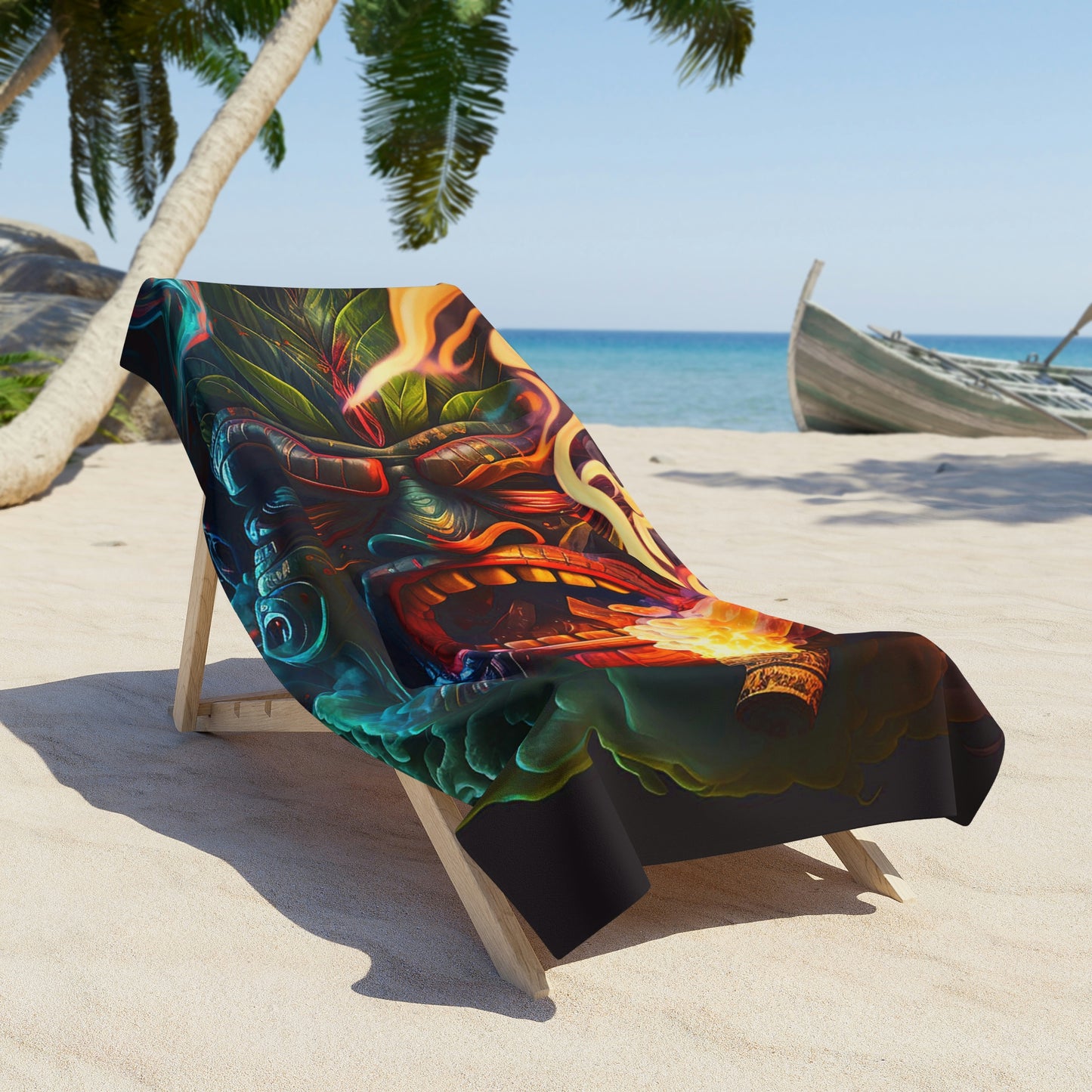 Possessed by Smoke Tiki Beach Towel