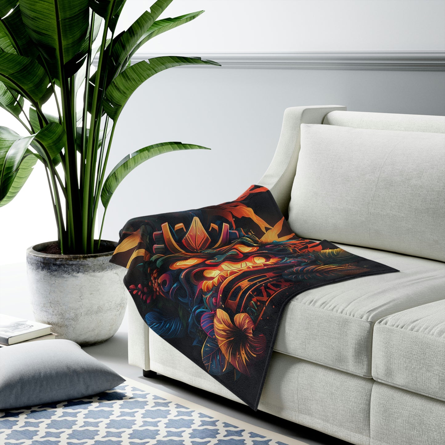 Fire Tiki Velveteen Plush Blanket
