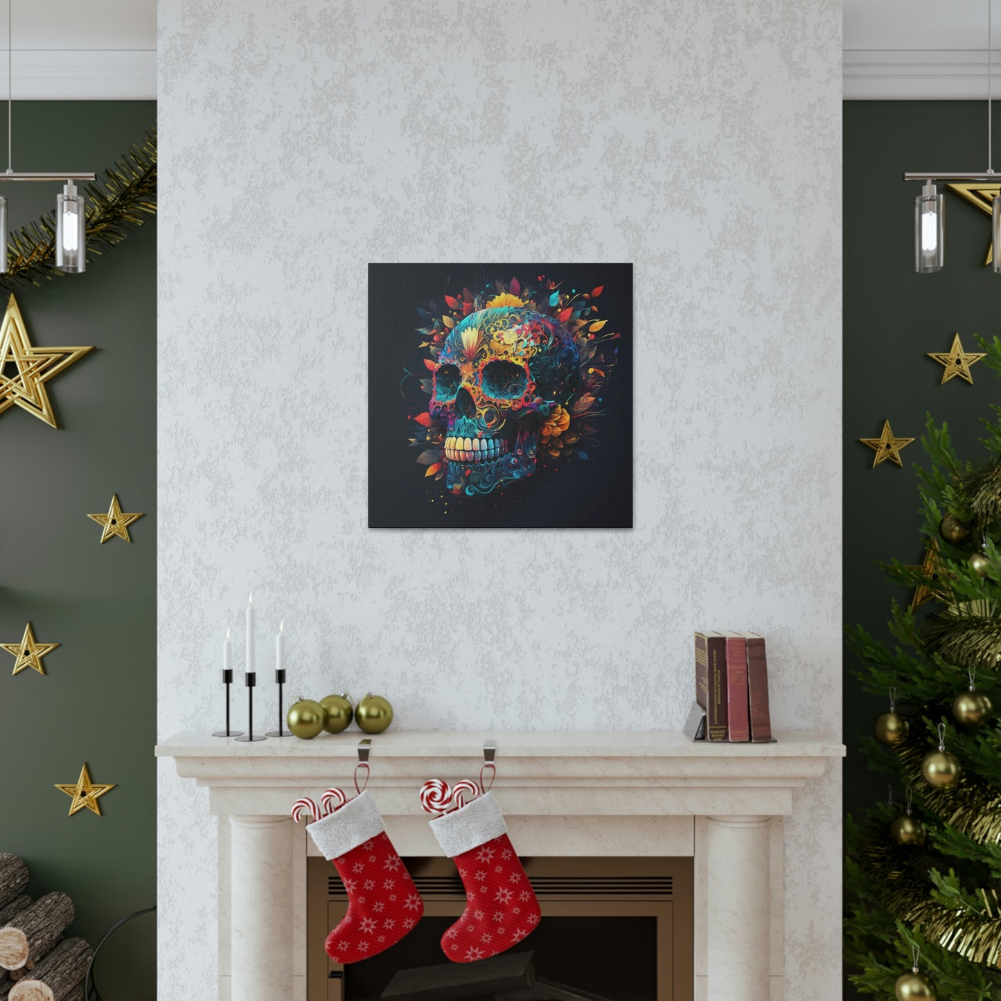 Blue Sugar Skull Canvas Gallery Wraps