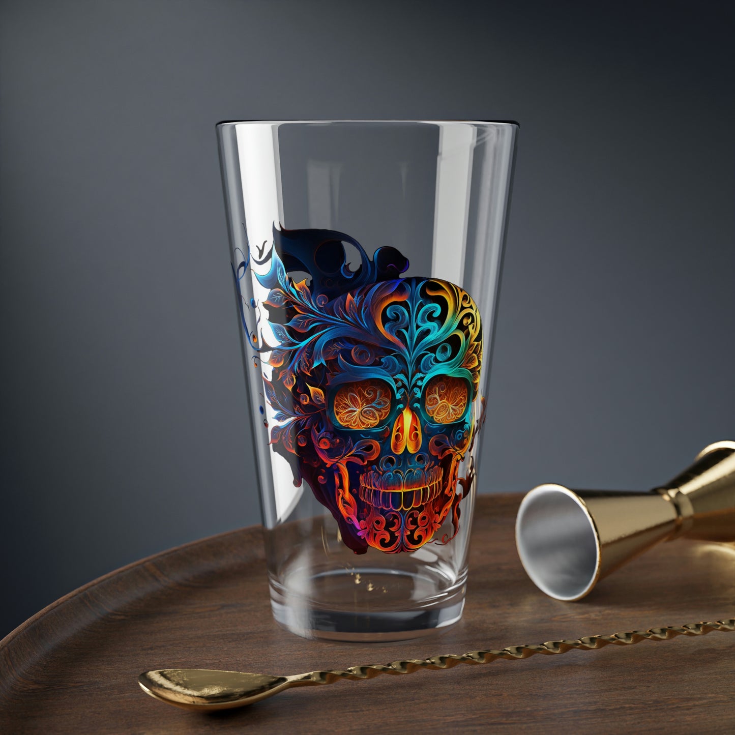 Elemental Flame Sugar Skull Mixing Glass, 16oz