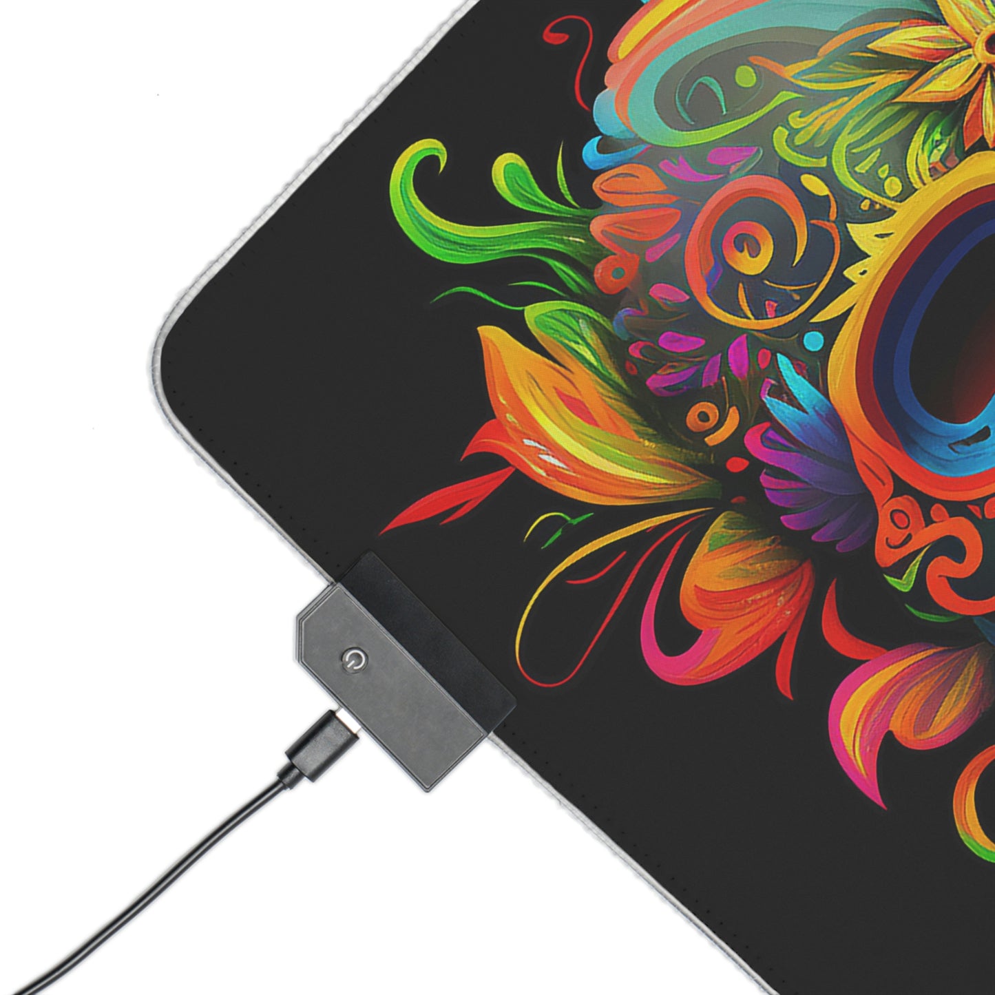 Neon Sugar Skull LED Gaming Mouse Pad