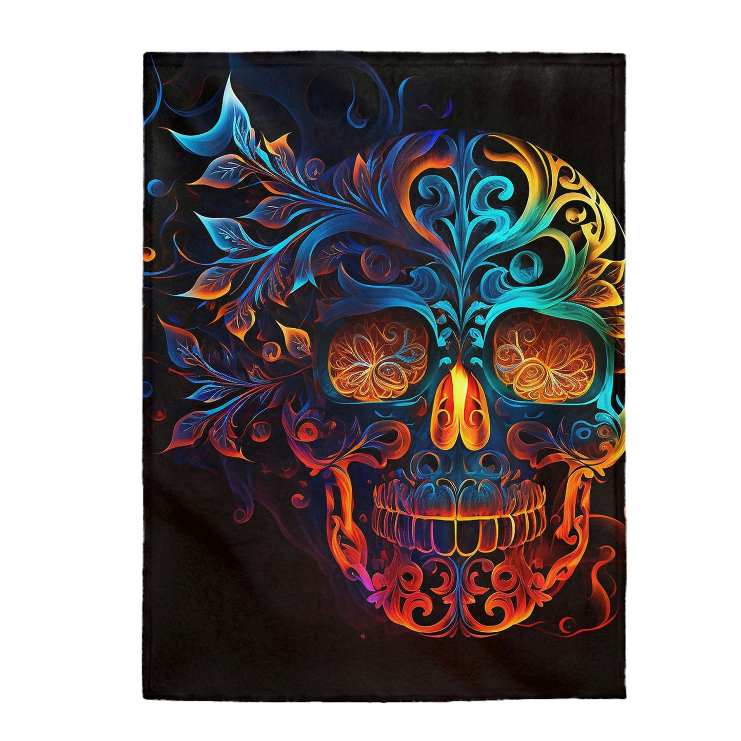 Elemental Flame Sugar Skull Velveteen Plush Blanket