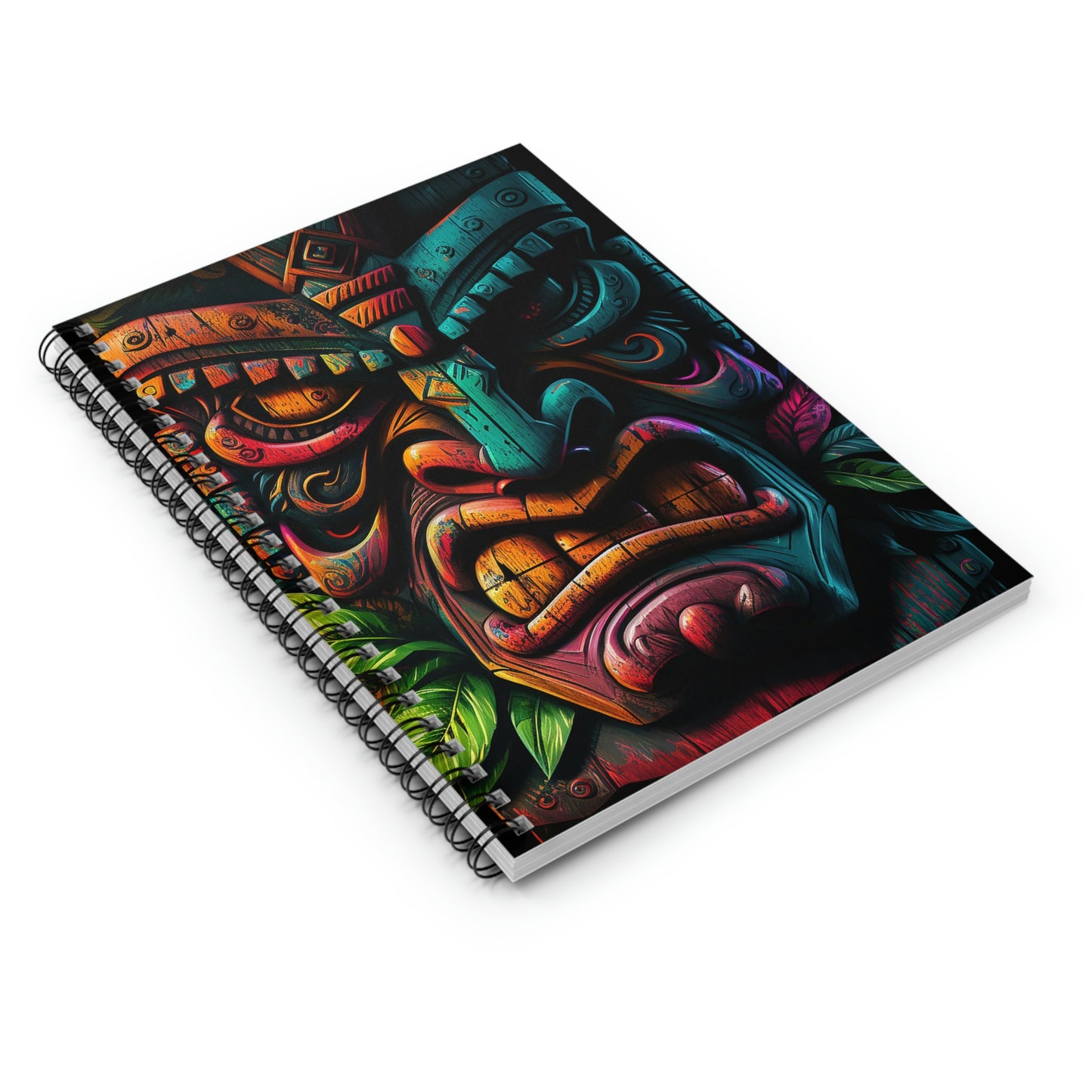 Two Face Tiki Spiral Notebook - Ruled Line