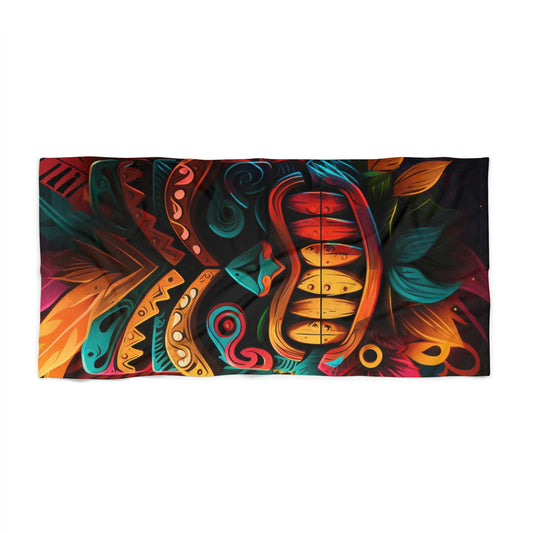 Feathered Tiki Beach Towel