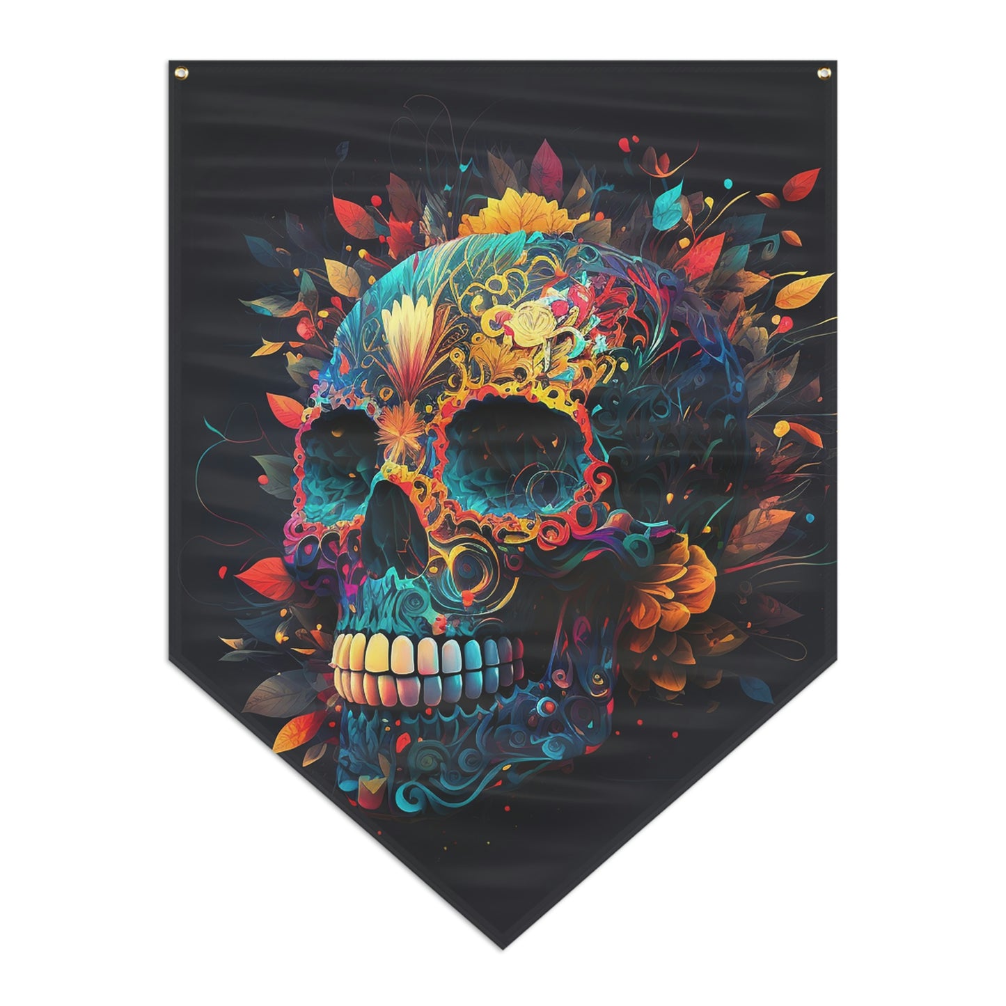 Blue Sugar Skull Pennant Banner