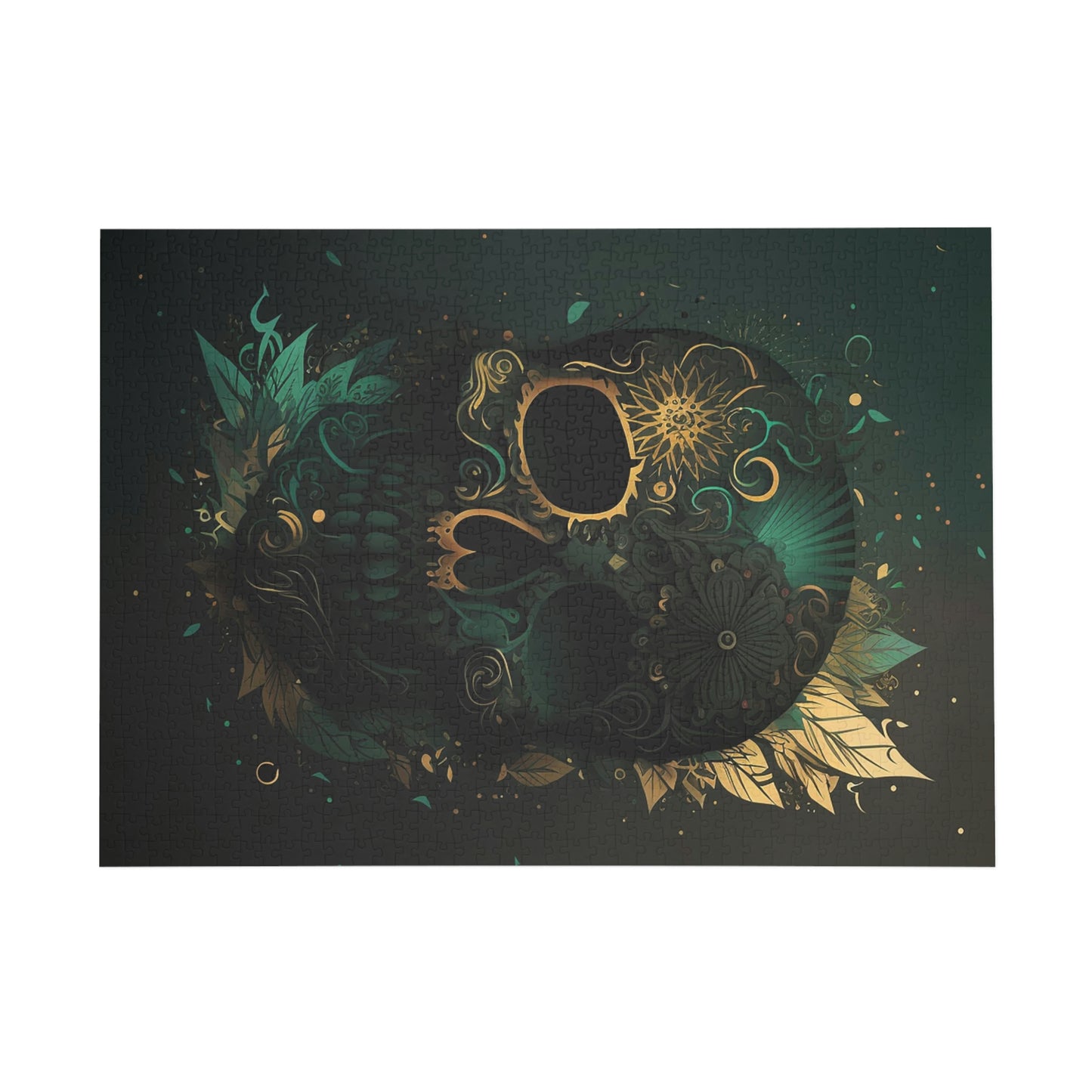 Green and Gold Skull Puzzle (96, 252, 500, 1000-Piece)