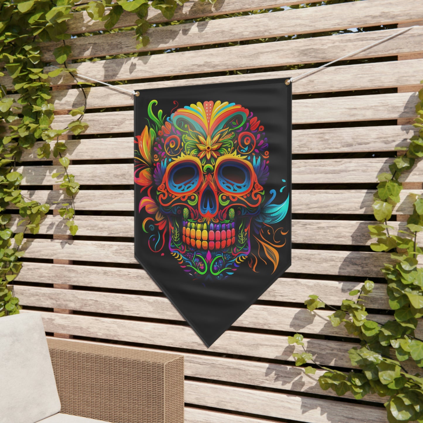 Neon Sugar Skull Pennant Banner