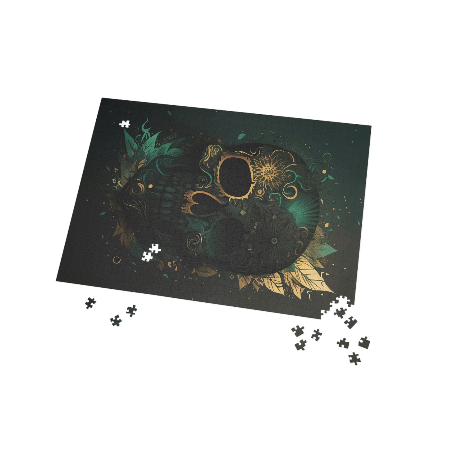 Green and Gold Skull Puzzle (96, 252, 500, 1000-Piece)