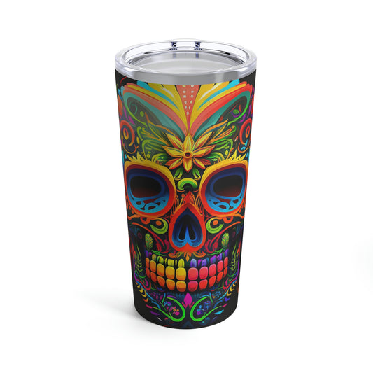 Neon Sugar Skull Tumbler 20oz
