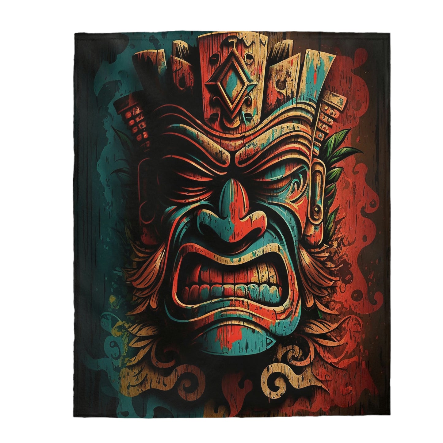 Angry Tiki Velveteen Plush Blanket