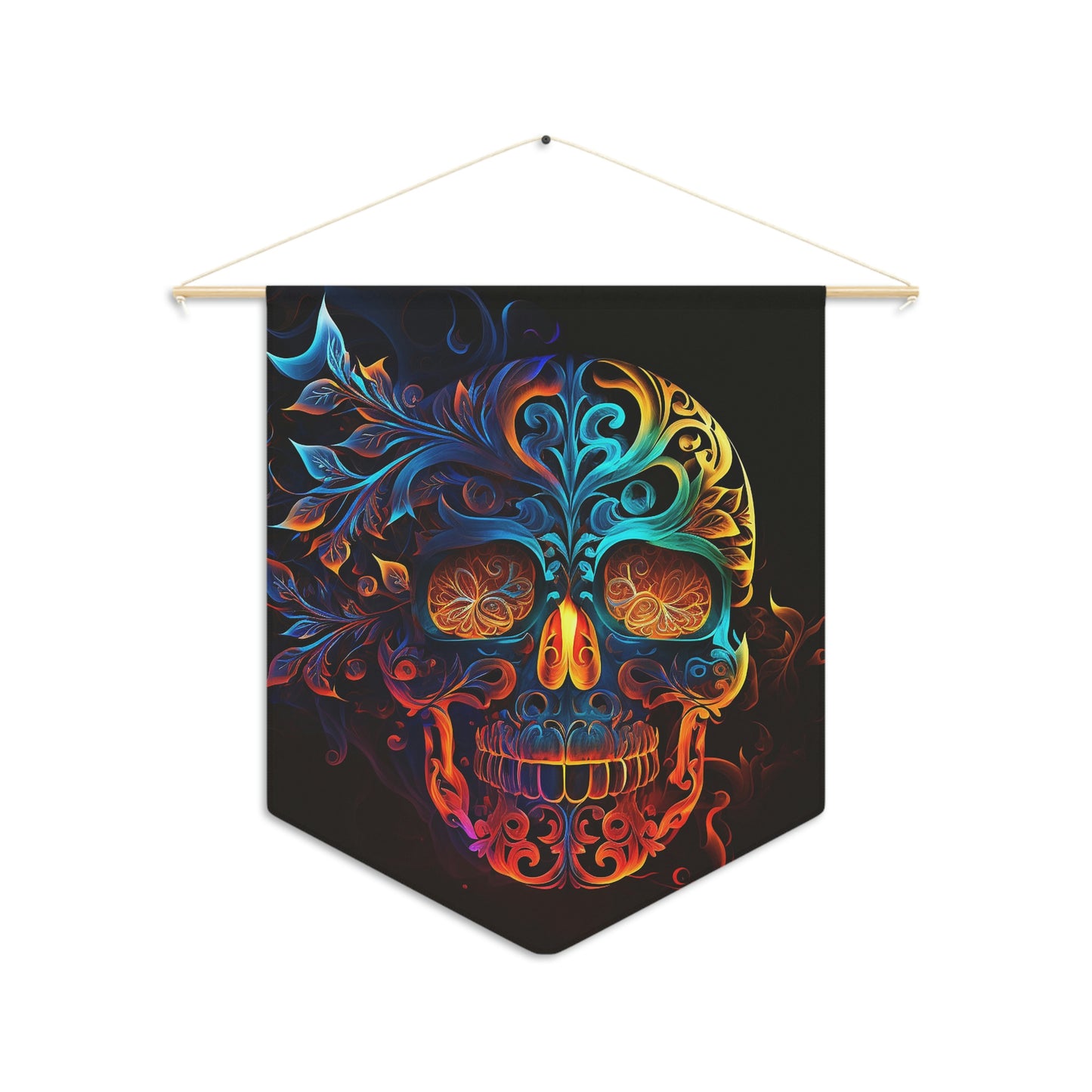 Elemental Flame Sugar Skull Pennant