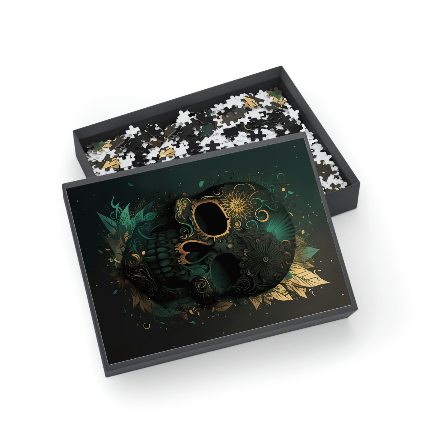 Green and Gold Skull Puzzle (96, 252, 500, 1000-Piece)