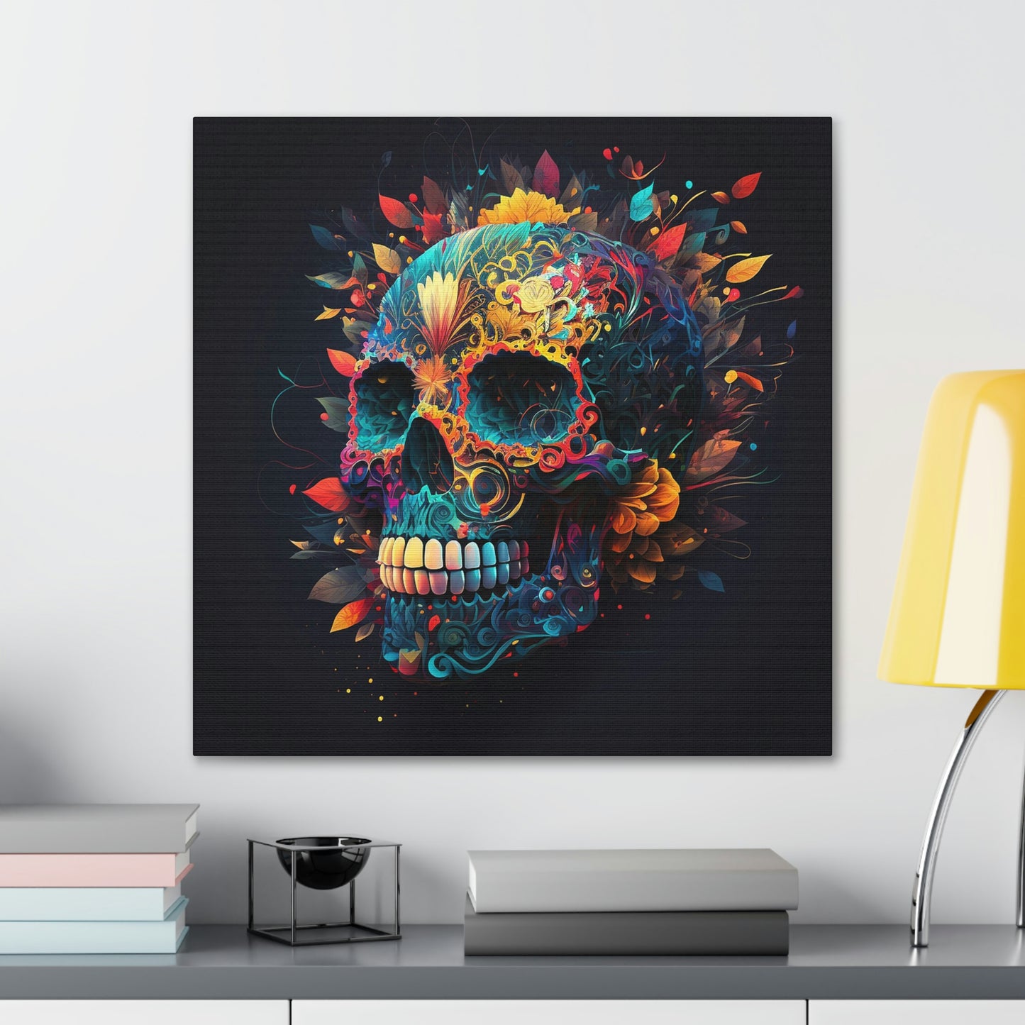 Blue Sugar Skull Canvas Gallery Wraps