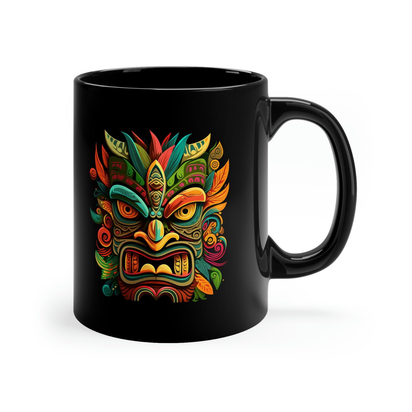 Horn Tiki 11oz Black Mug