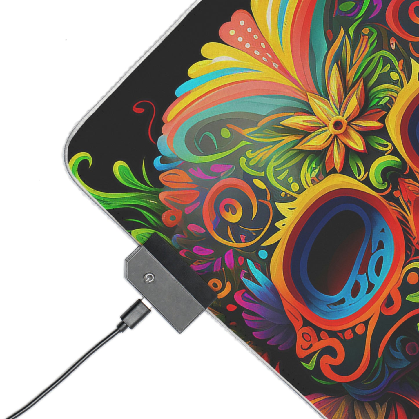 Neon Sugar Skull LED Gaming Mouse Pad