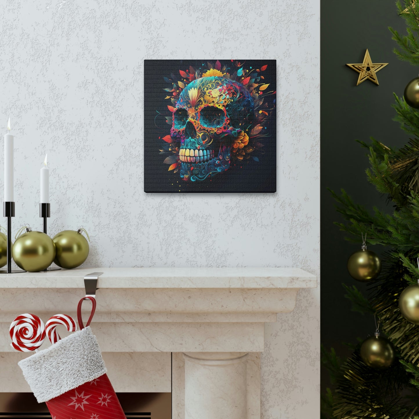 Blue Sugar Skull Canvas Gallery Wraps