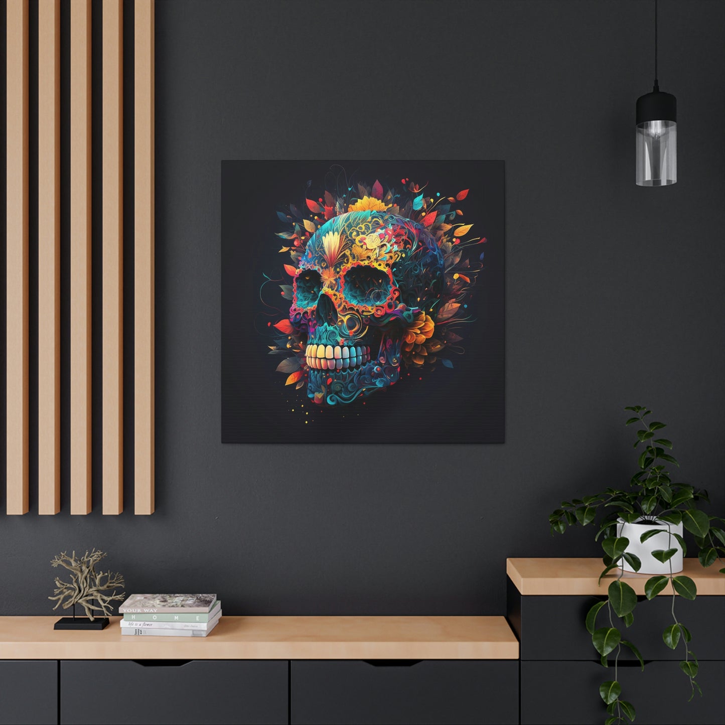 Blue Sugar Skull Canvas Gallery Wraps