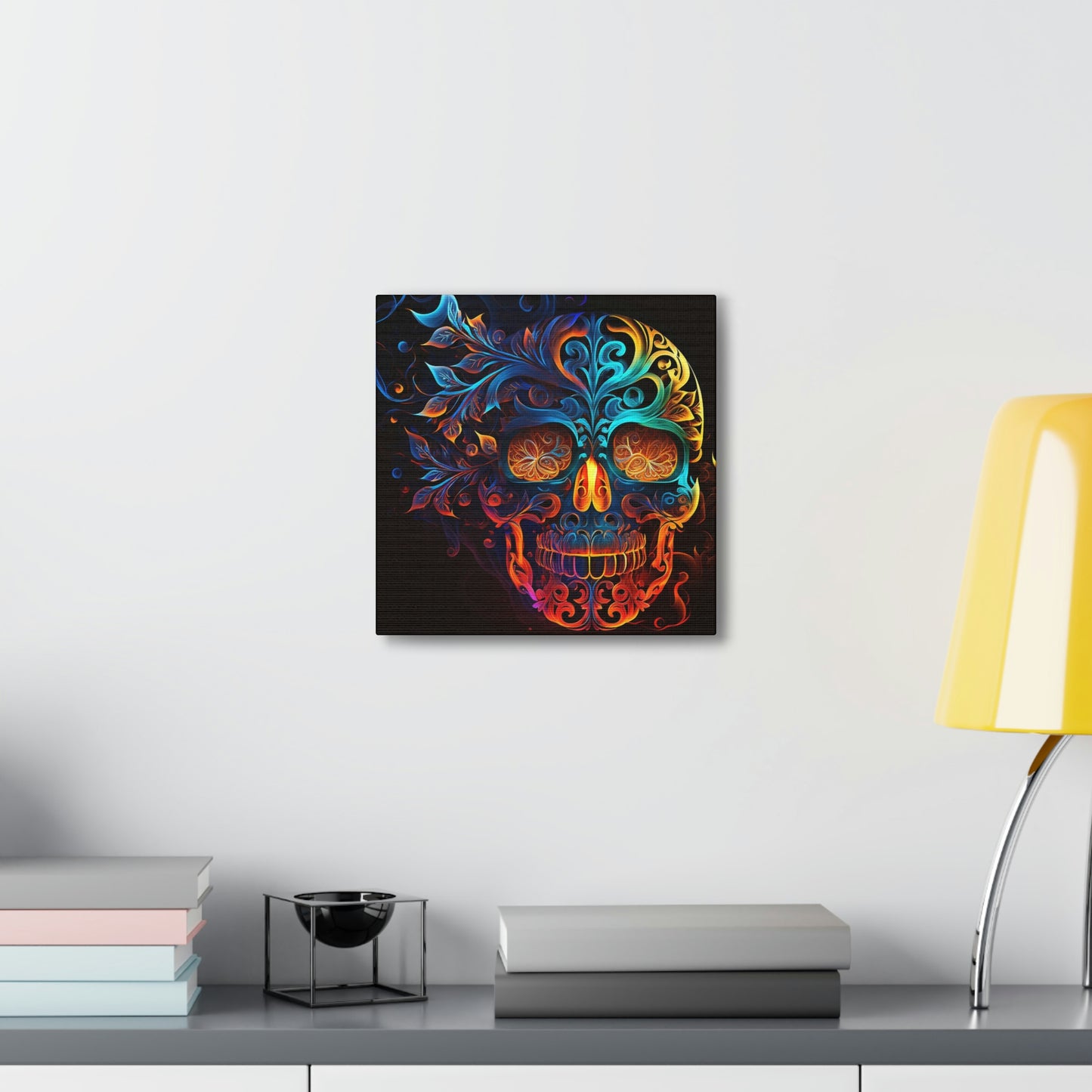 Elemental Flame Sugar Skull Canvas Gallery Wraps